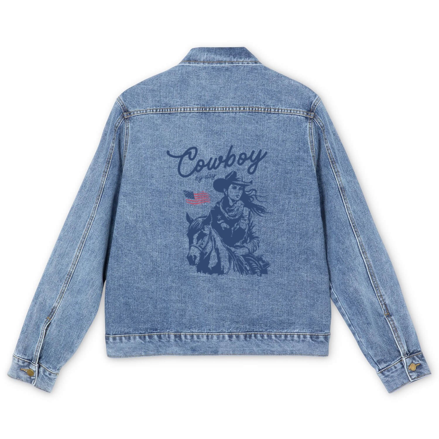 Cowboy by Day - Western Horse Rider Design Men's Denim Jackets
