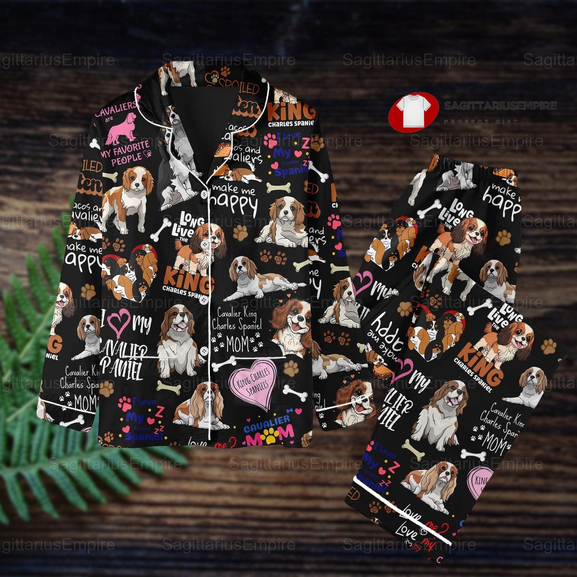 Cavalier Dog Pajamas Set, Cavalier King Charles Spaniel Pajamas