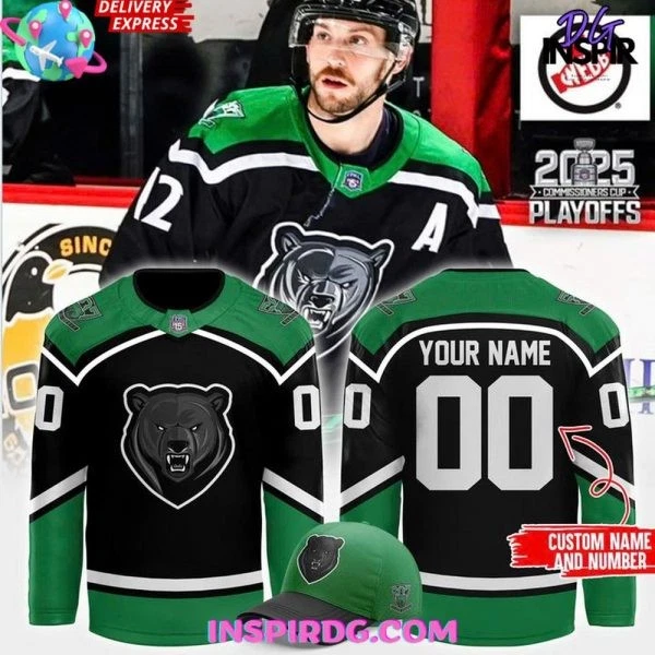 Personalized Binghamton Black Bears x 2025 Commissioners Playoffs Hockey Jersey