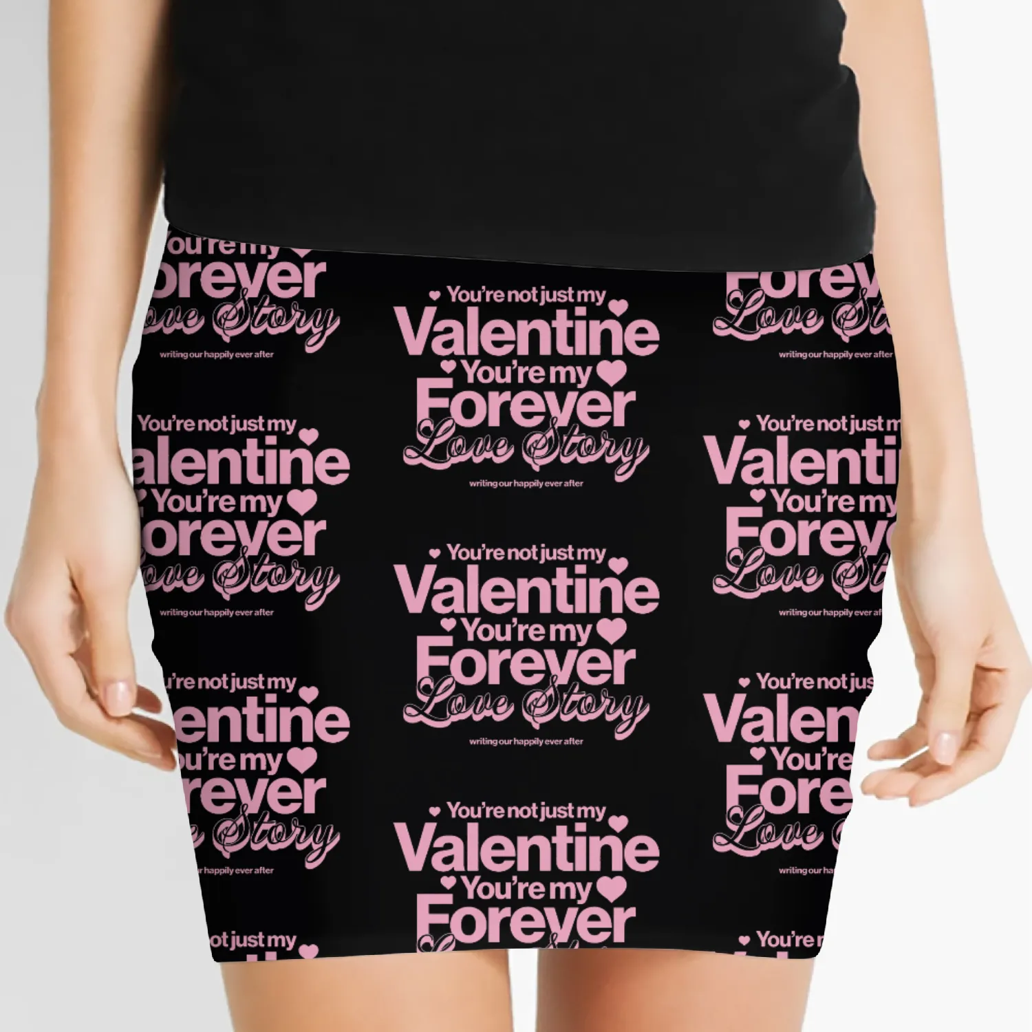 Forever Love Story Valentine Pink Hearts Romance Women's Mini Skirts