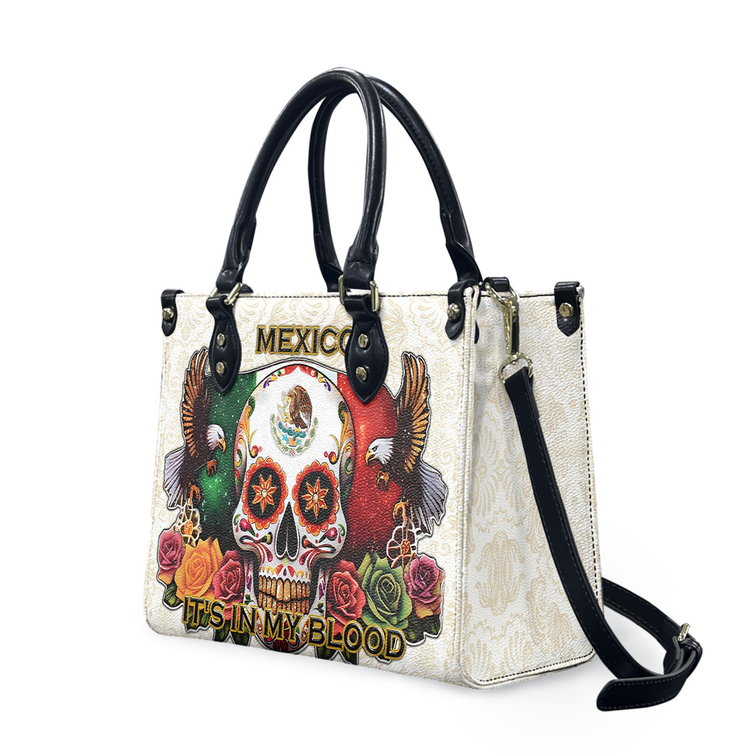 Mexico In My Blood Leather Handbag, Women Leather Bag Gift