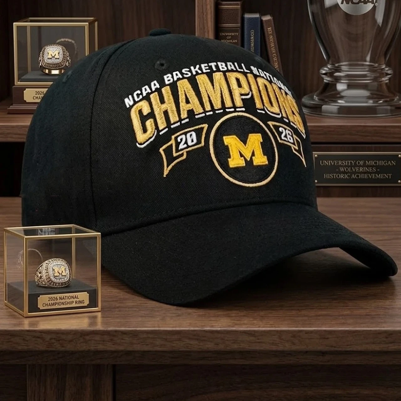 Michigan Basketball 2026 National Champs Embroidered Baseball Cap