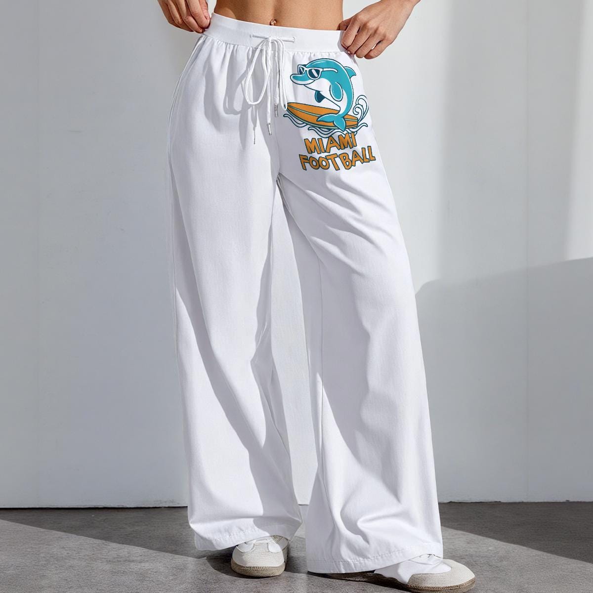 Dolphins Football Women's Pajama Pants, Football Fan Lounge Wear, Game Day Leggings