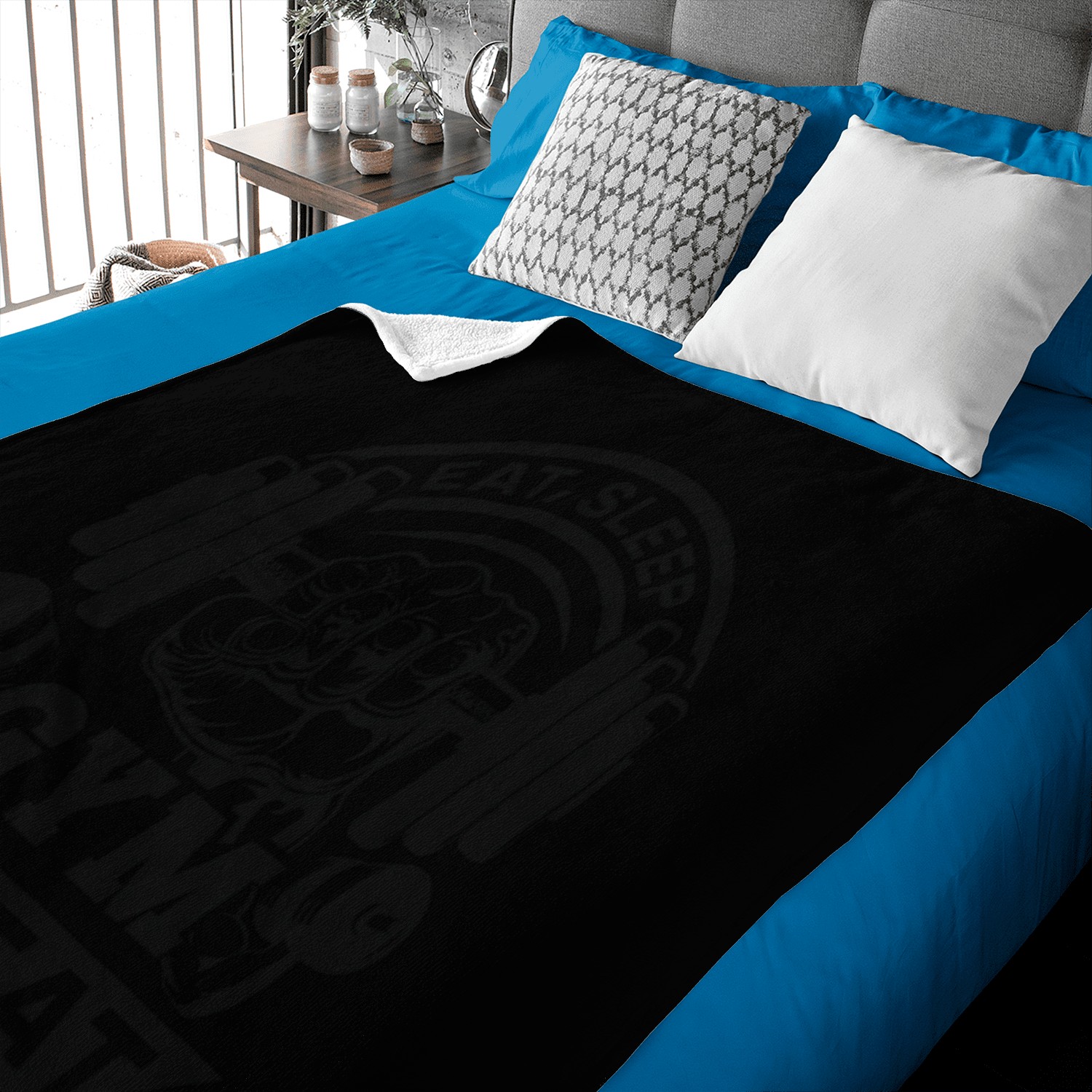 Eat sleep gym repeat gym fitness workout Baby Blankets