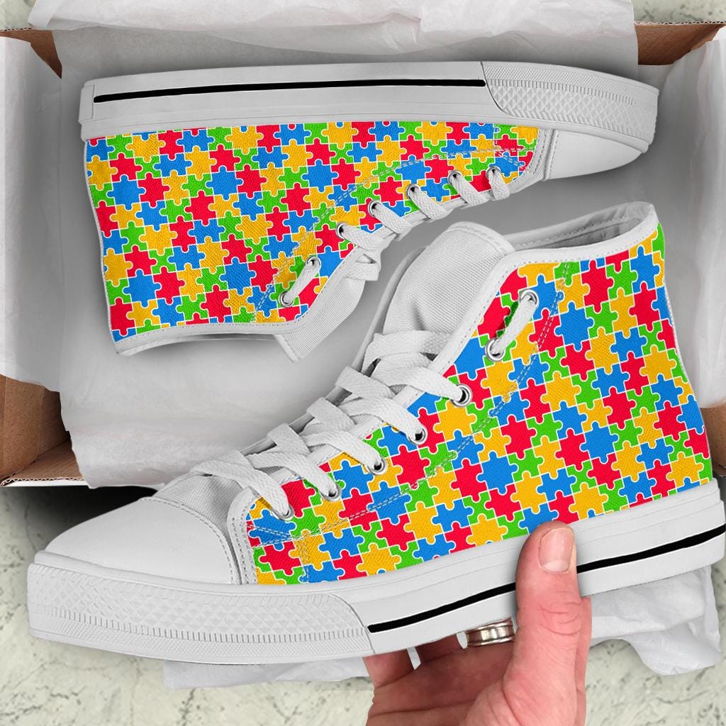 Autism High Top Sneakers / Autism Print Trainers Shoes / Autism High Top Shoes / Autism Gift