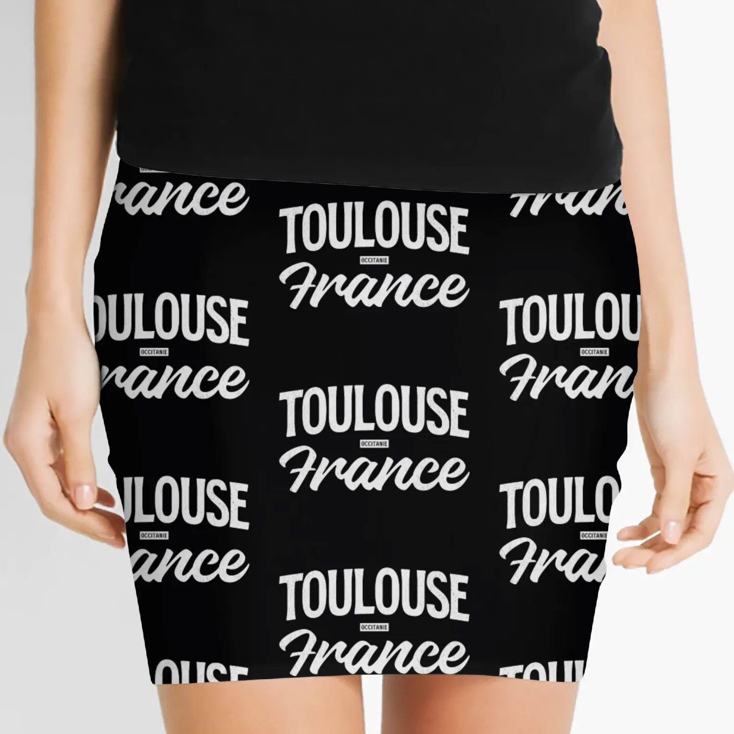 Toulouse France Retro Typeface Women's Mini Skirts