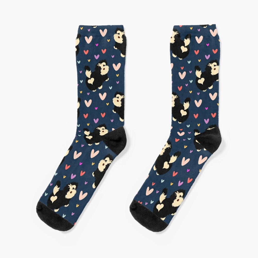 Love Black and White Havanese Puppy Socks