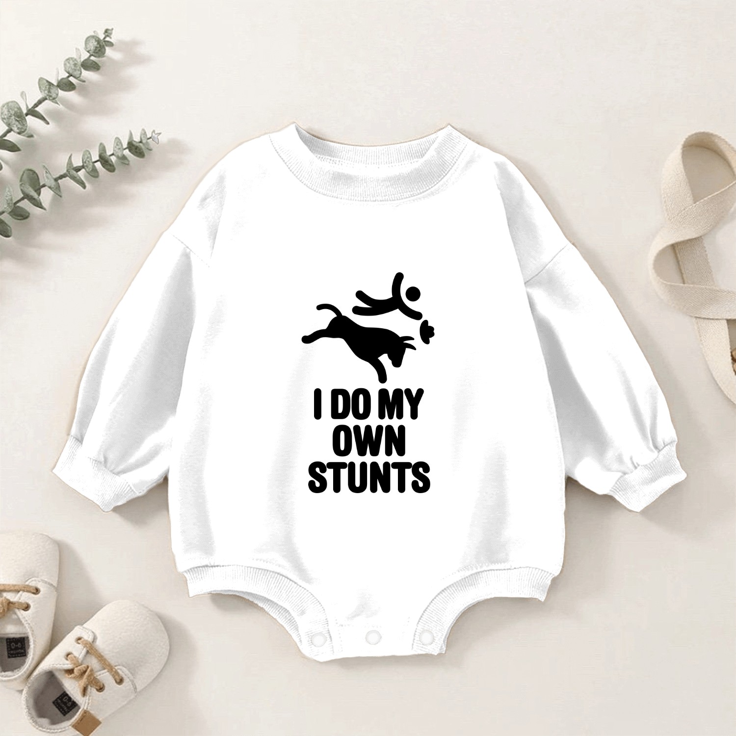 Rodeo Cowboy Bull Riding Rodeo, I do my own stunts Baby Romper Sweatshirts