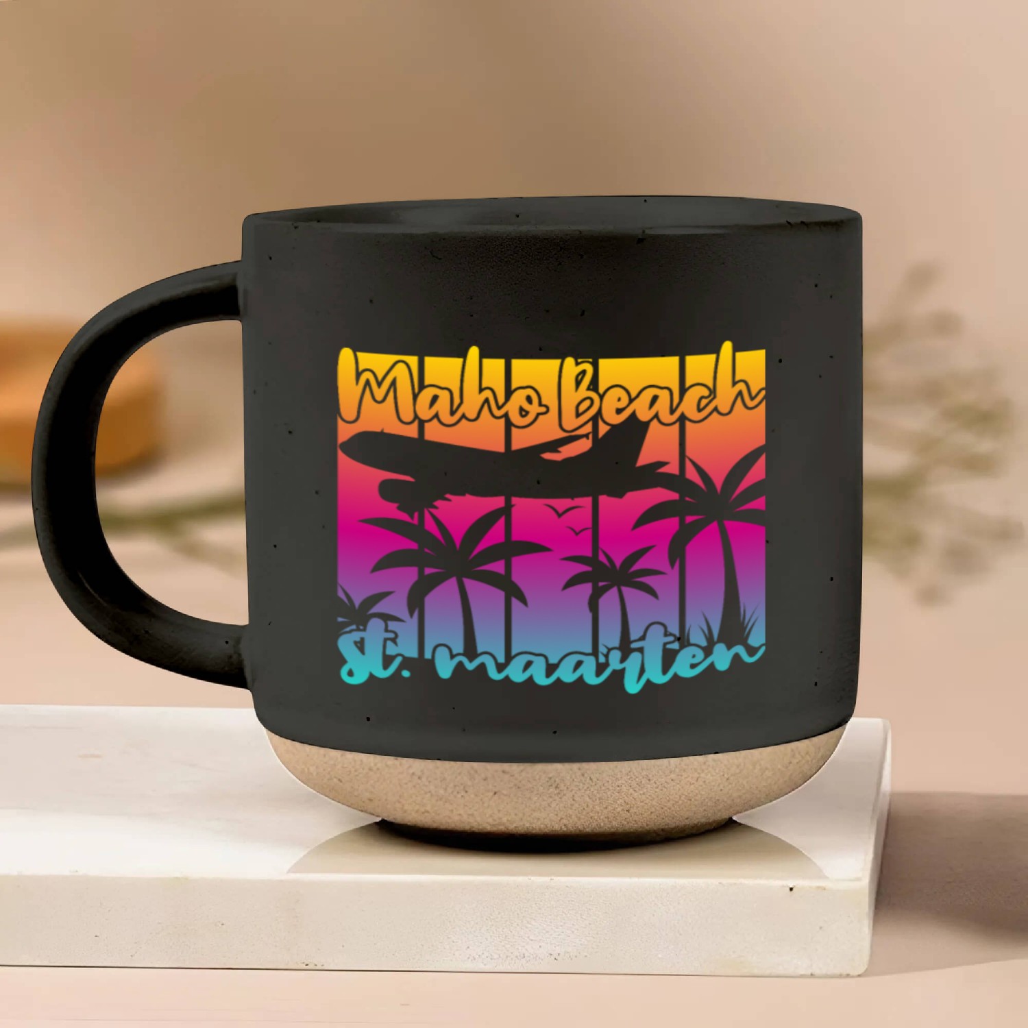 Maho Beach Saint Maarten Pottery Mugs