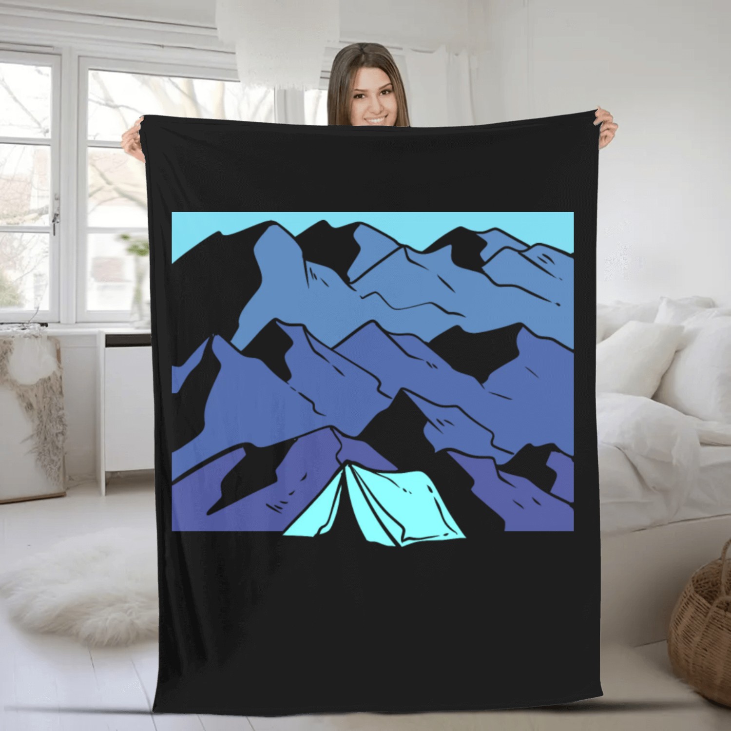 Mountain Landscape Hiker and Nature Lover Gift Fleece Blankets