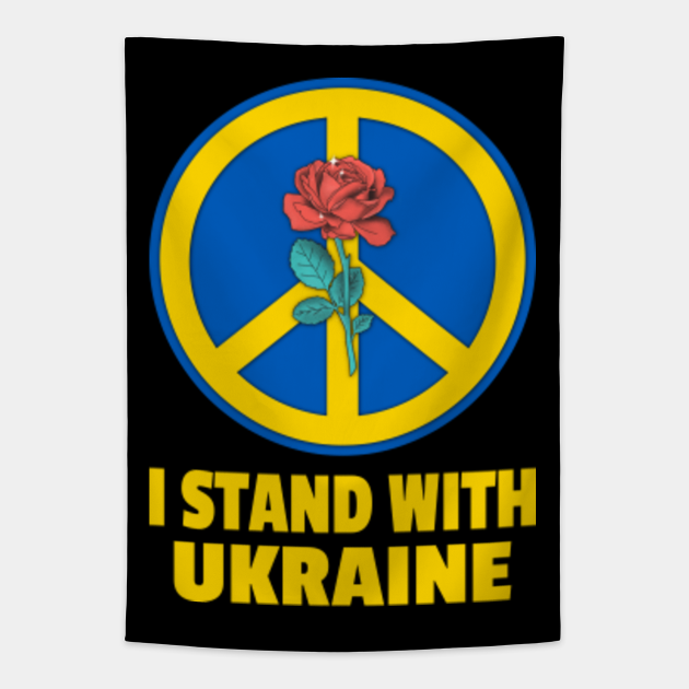 I Stand With Ukraine, Peace Symbol, Ukraine Flag Colors - I Stand With Ukraine - Tapestry