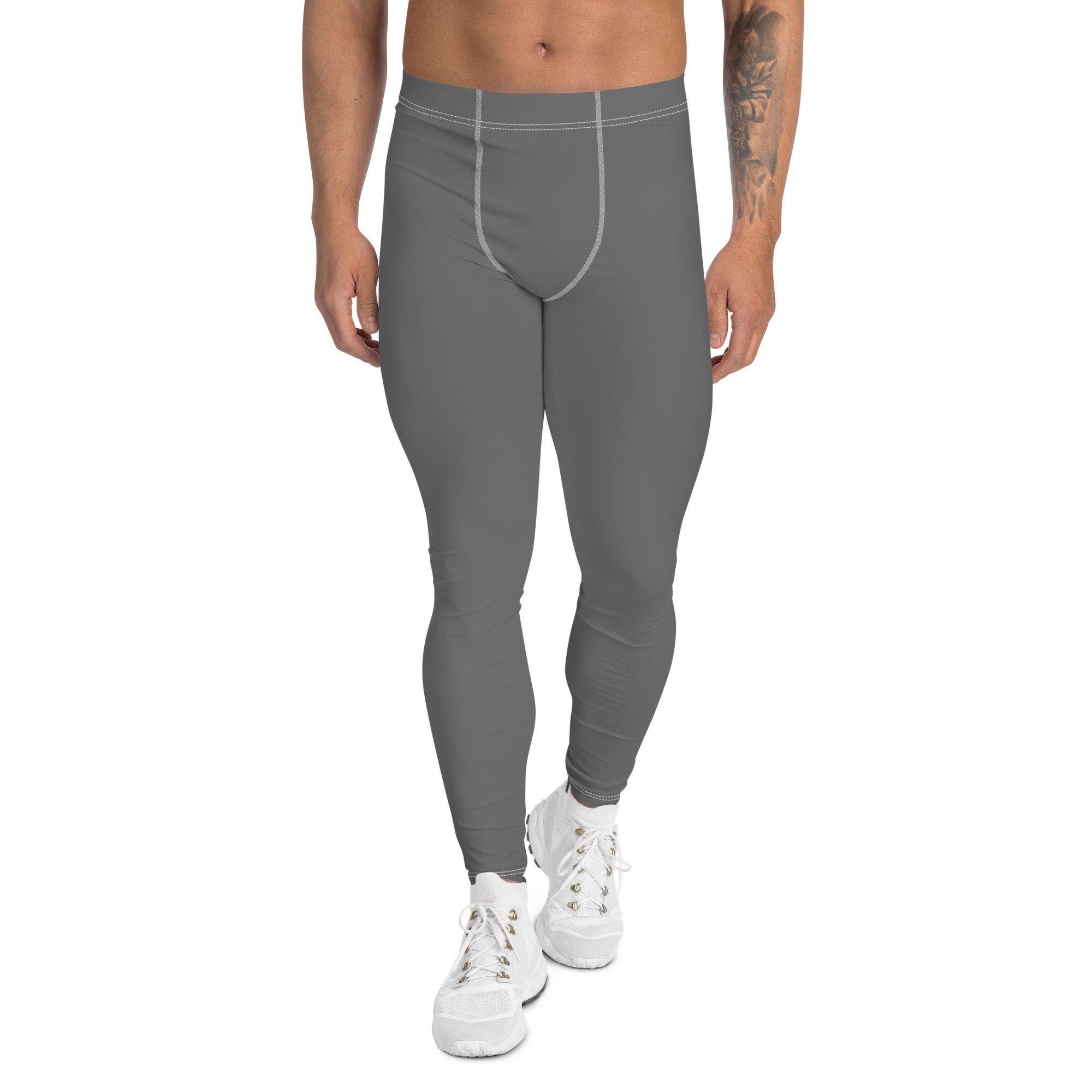 Gray Mens Leggings | Workout Leggings | Solid Color | Running Leggings