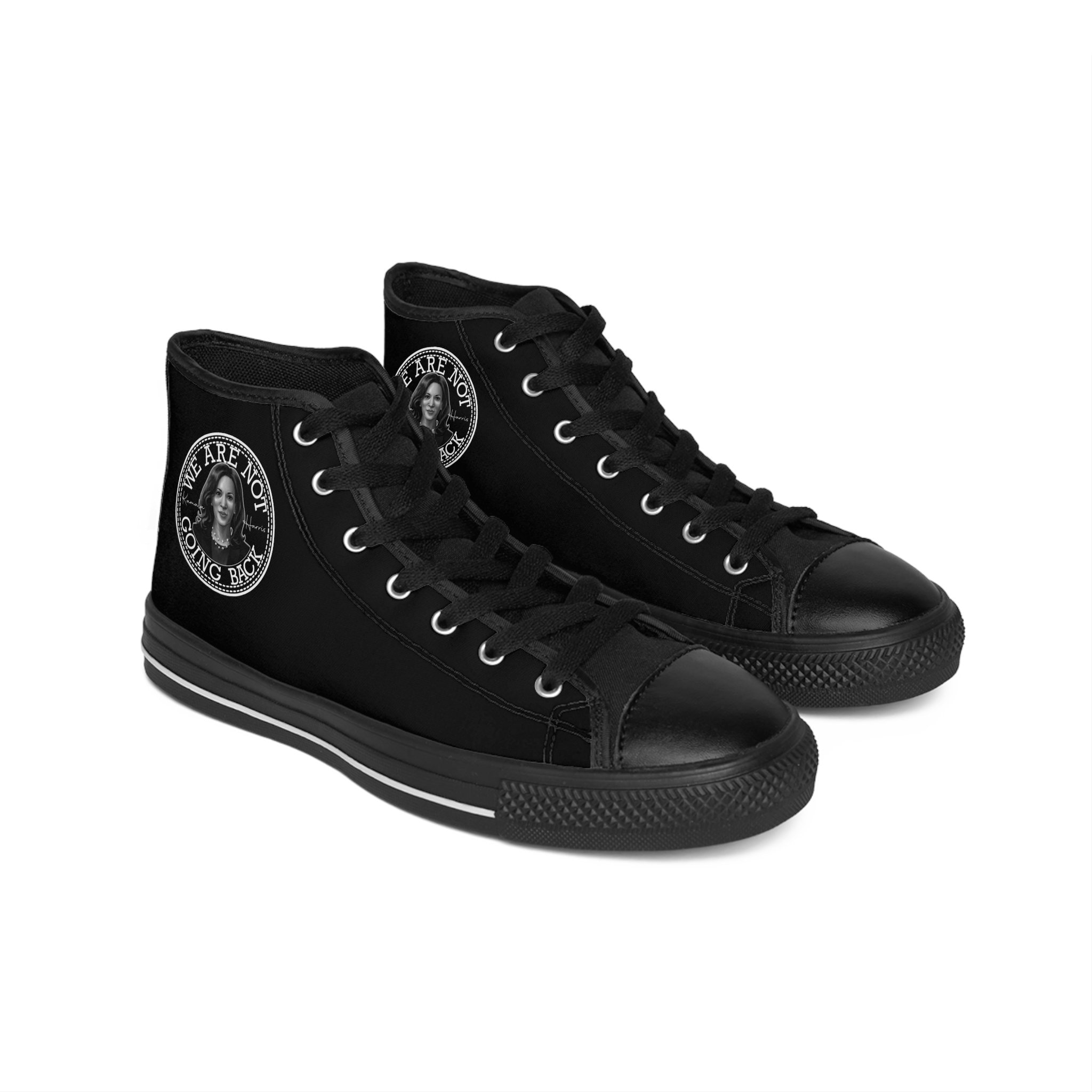 Kamala Harris We're Not Going Back All Black Men's Classic Sneakers