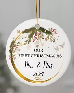 OUR FIRST CHRISTMAS AS Mr and Mrs CERAMIC Ornament, FIRST CHRISTMAS MARRIED 2024