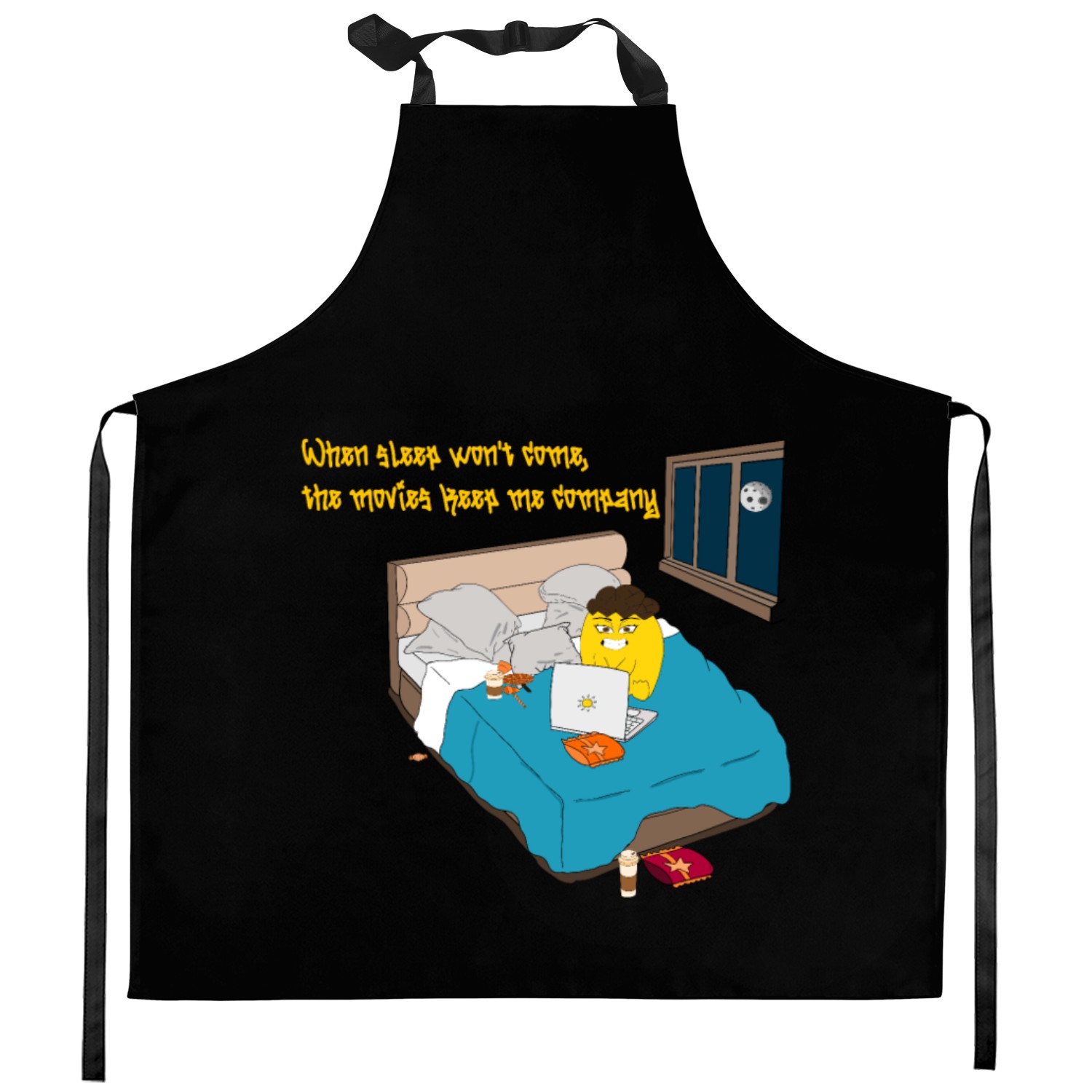 When sleep won t come the movies keep me company Kitchen Aprons