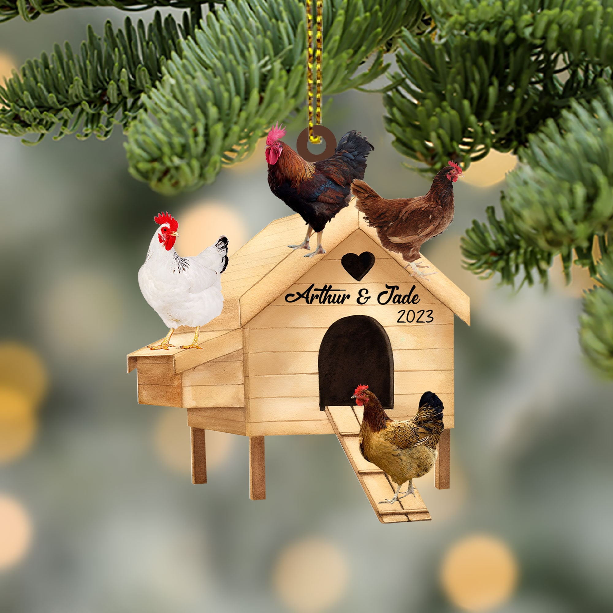 Personalized Chicken Coop Christmas Ornament: Farmhouse Acrylic Decor