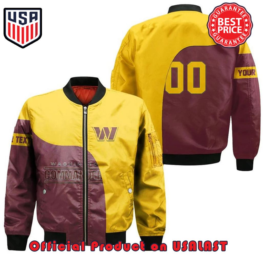 WASHINGTON COMMANDERS BOMBER JACKET 3D PRINTED CURVE STYLE CUSTOM TEXT AND NUMBER