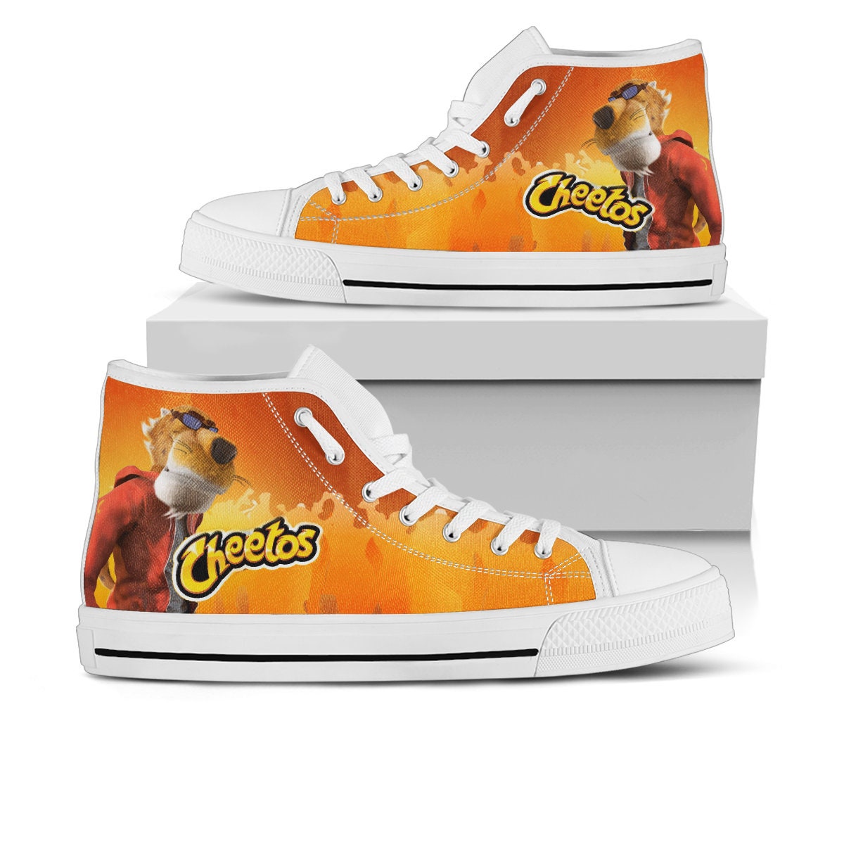 Cheetos Shoes, Cheetos High Top Sneaker, Junk Food Fan Converse style hightop, custom shoe, mom dad child shoe