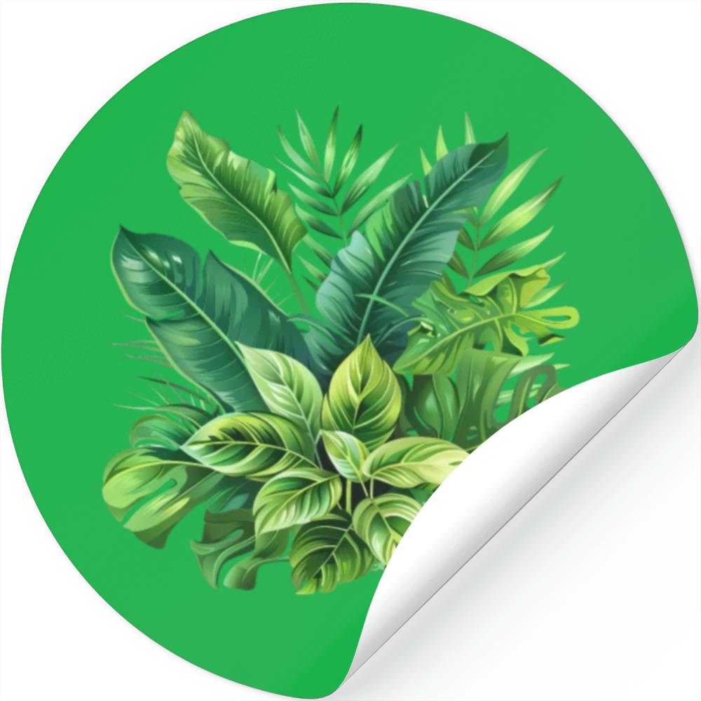 Verdant Haven: Tropical Leaf Ensemble Stickers