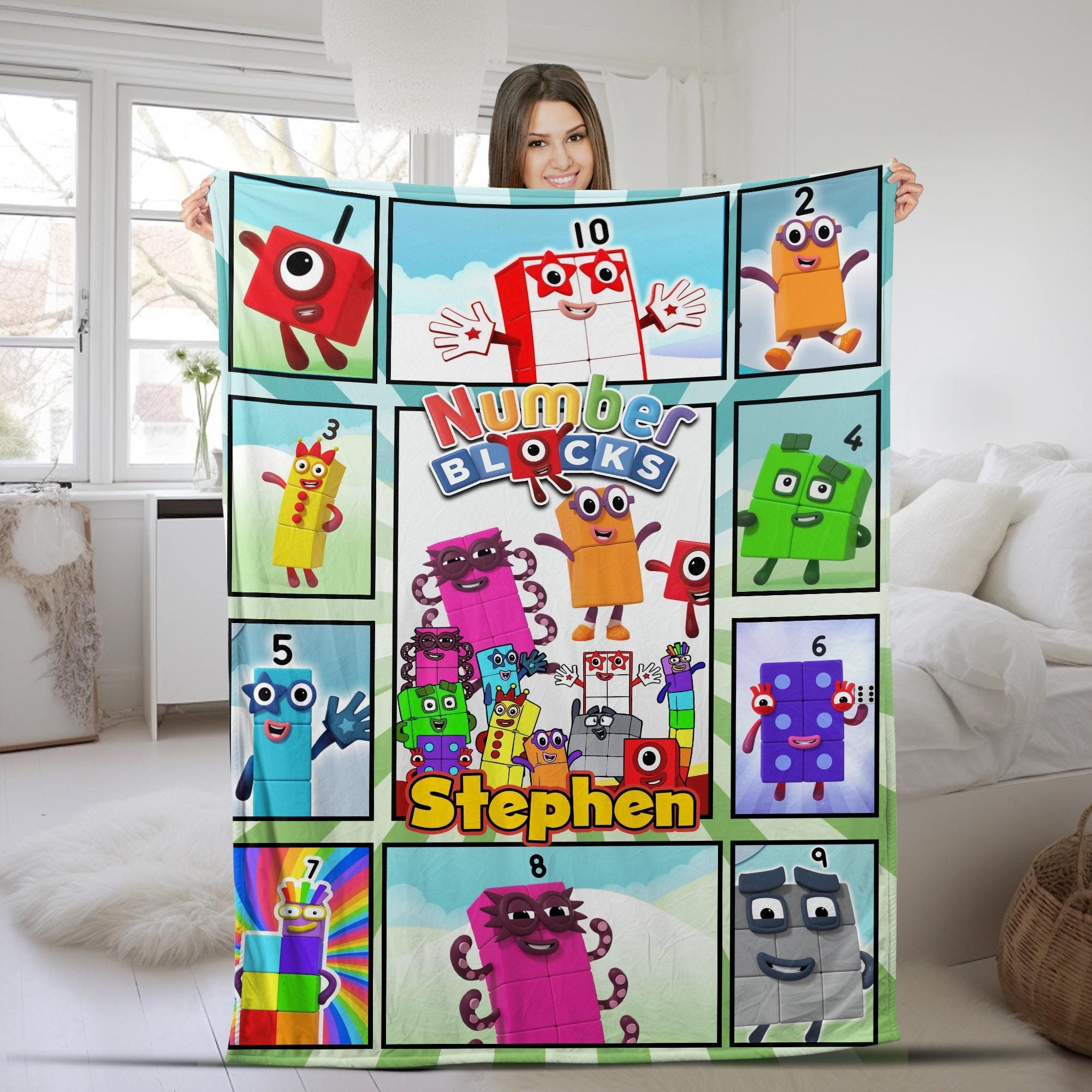 Custom Numberblocks Blanket, Personalized Numberblocks Fleece Blanket, Numberblocks Songs Blanket, Birthday Gifts, Christmas Gift