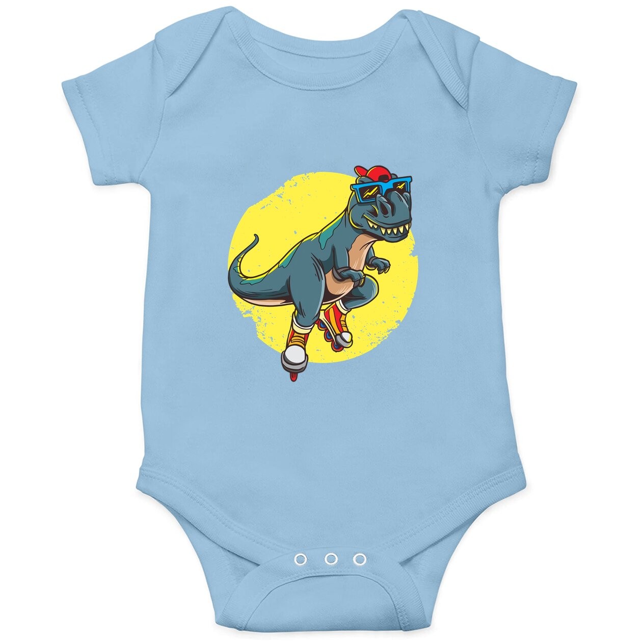 Skating Trex Dinosaur Rollerblades Skater Baby Bodysuit