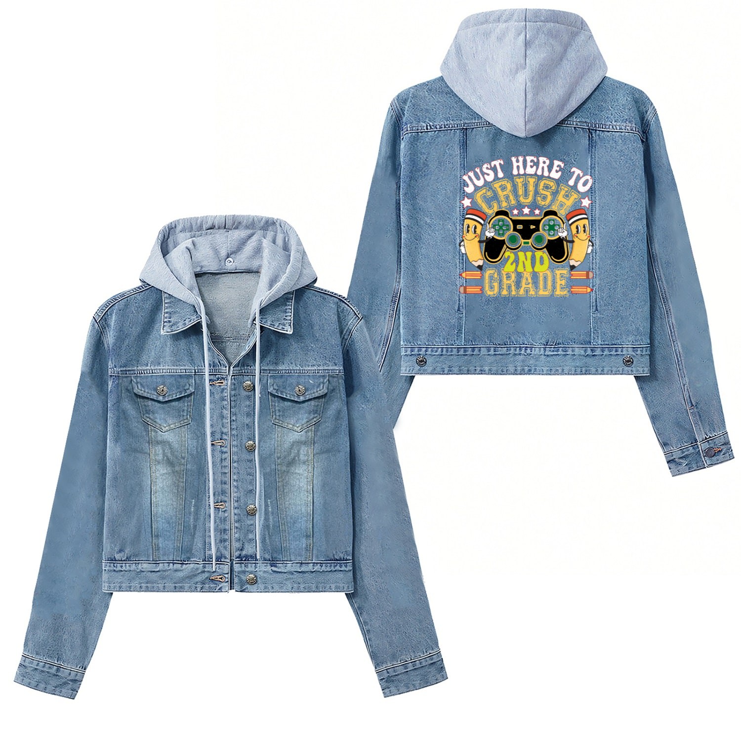 Just Here To Crush 2nd Grade Women's Denim Jackets