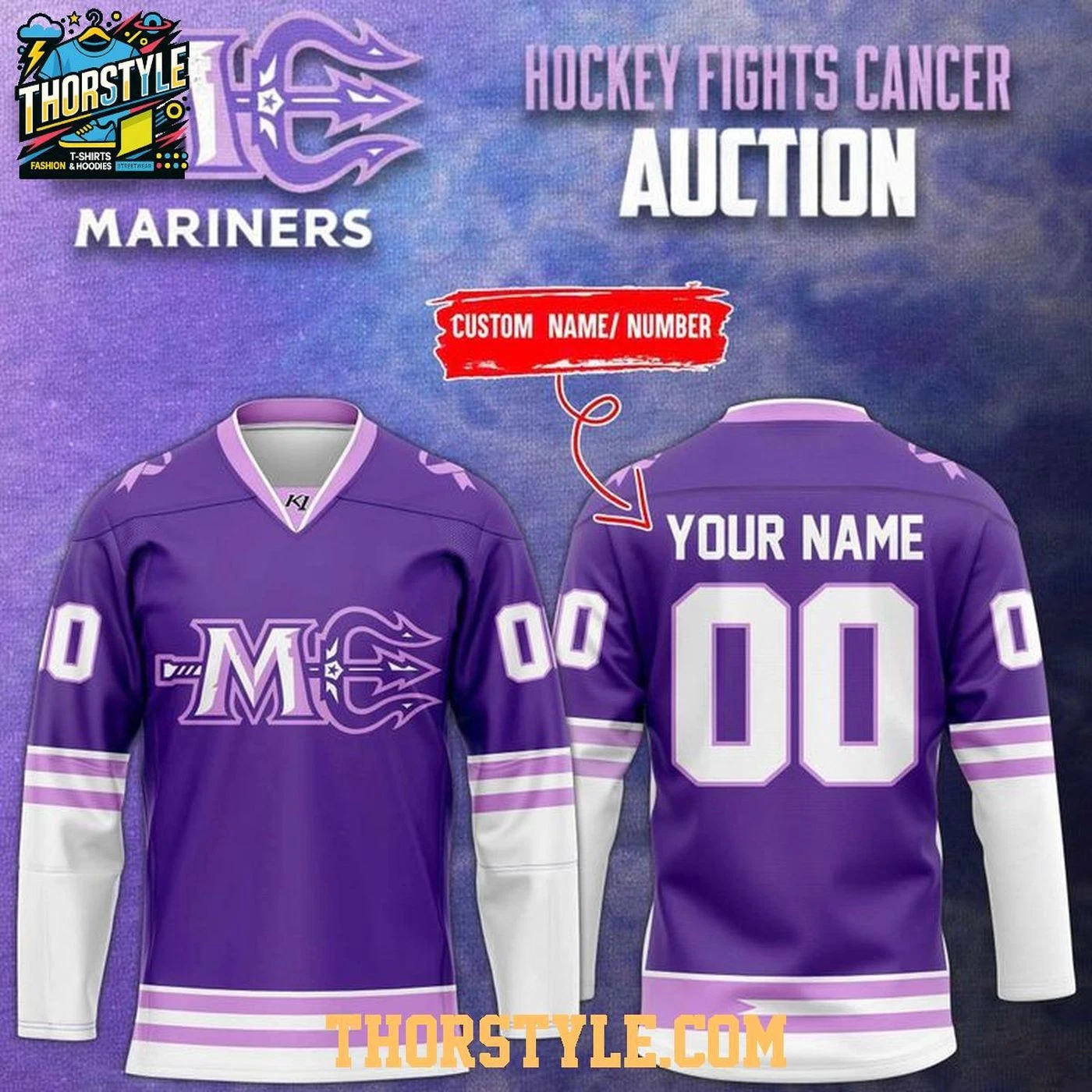Personalized Maine Marinerss Hockey Fights Cancer Night 2026 Hockey Shirt Men's