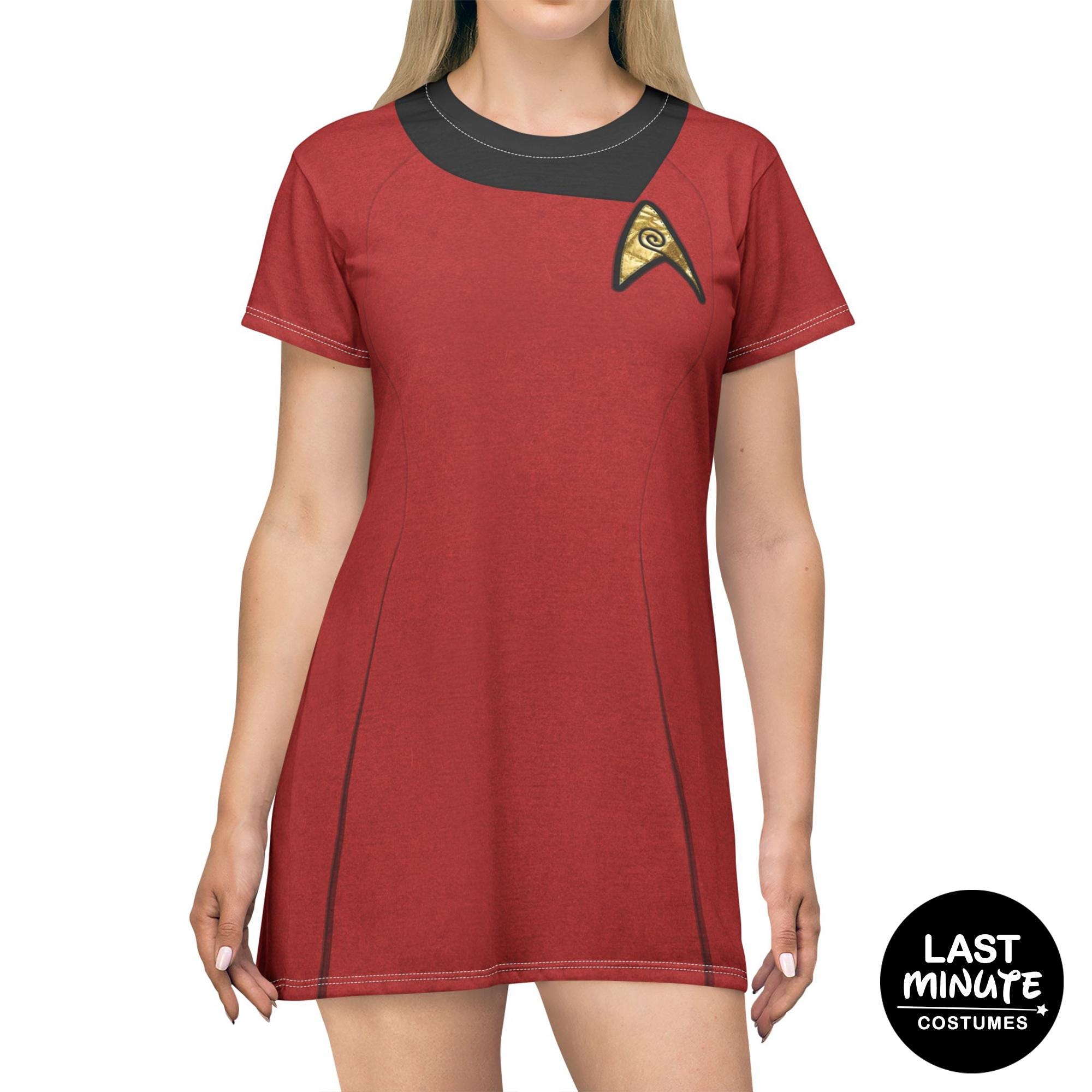 Starfleet Officer Women's T-Shirt Dress, Federation Cosplay, Starships Apparel, Science Fiction Original Series Outfits, Movie Fans Costume