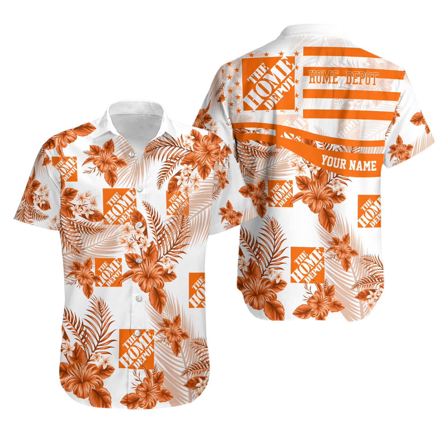 Personalized Name Home Depot Floral 3D Hawaiian Shirt Men Women Gift