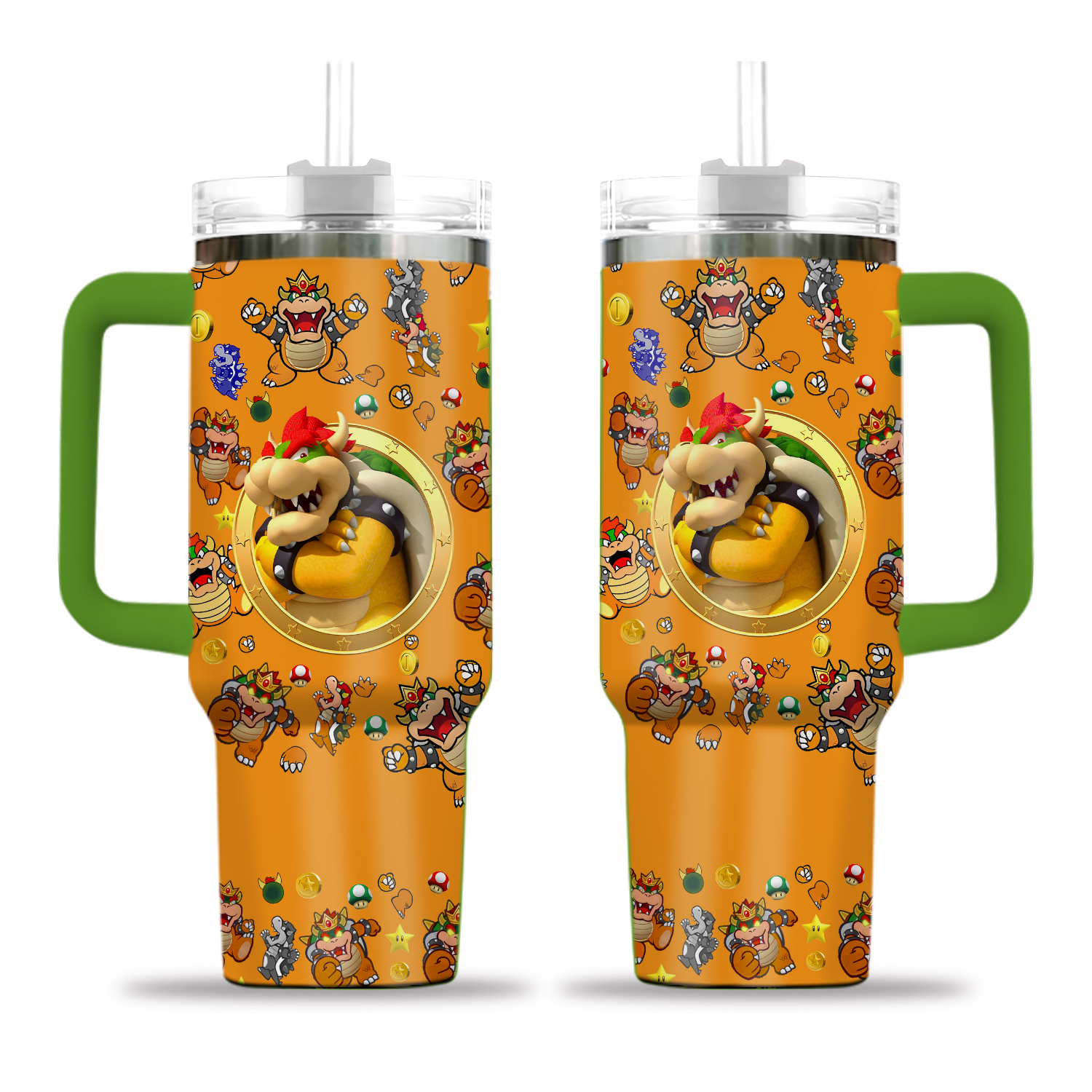 Super Mario Bowser Tumbler 40oz, Bowser Boss Tumbler, Mario And Bowser Coffee Tumbler, Super Mario Christmas Tumbler, Mario Family Gift