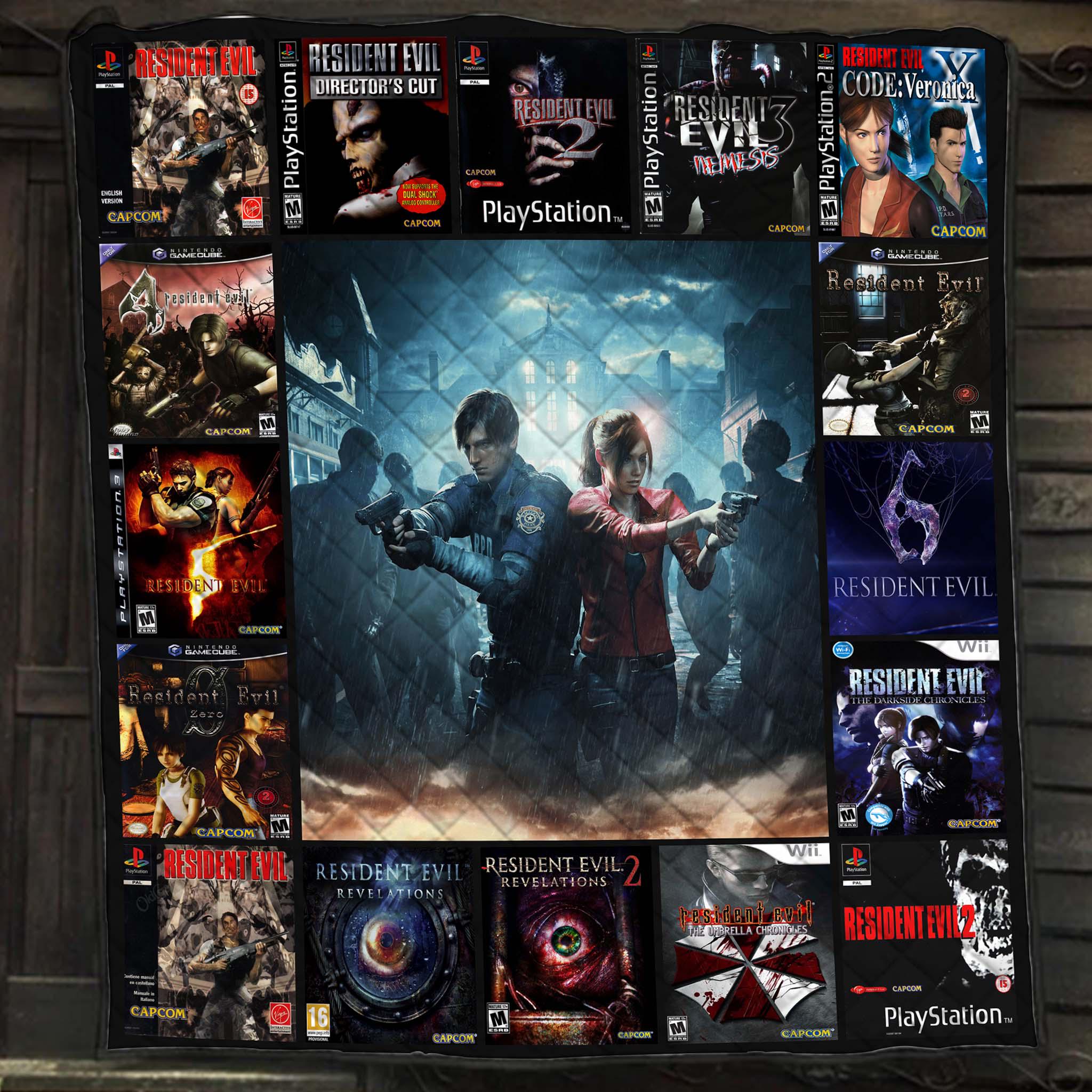 Resident Evil Game Cover Fleece Blanket, Horror Survival Fan Gift Quilt