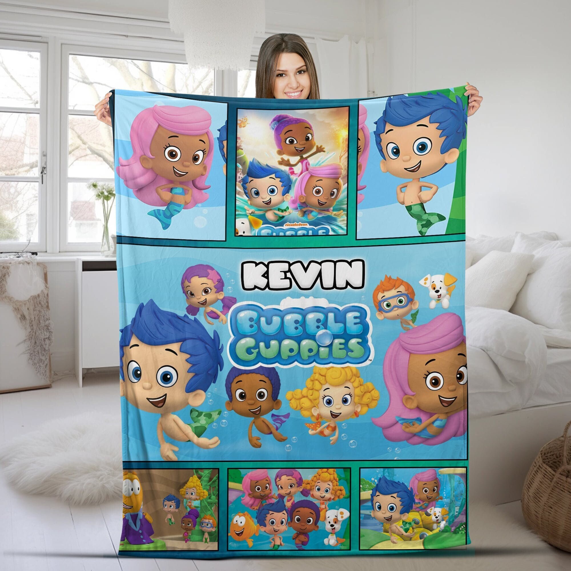 Personalized Bubble Guppies Blanket, Bubble Guppies Fleece Blanket