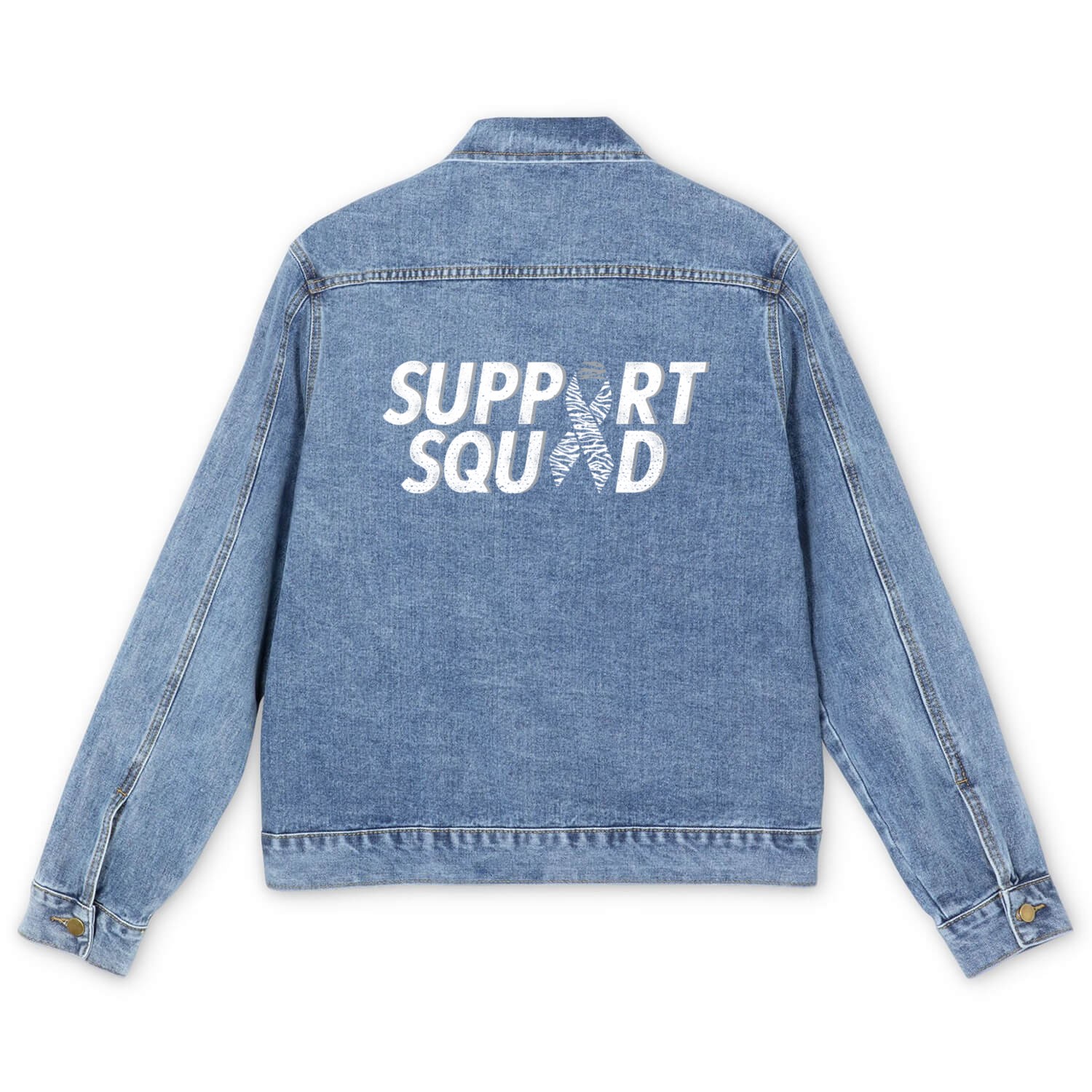 Support Squad Zebra Ribbon Carcinoid Cancer Awaren Men's Denim Jackets