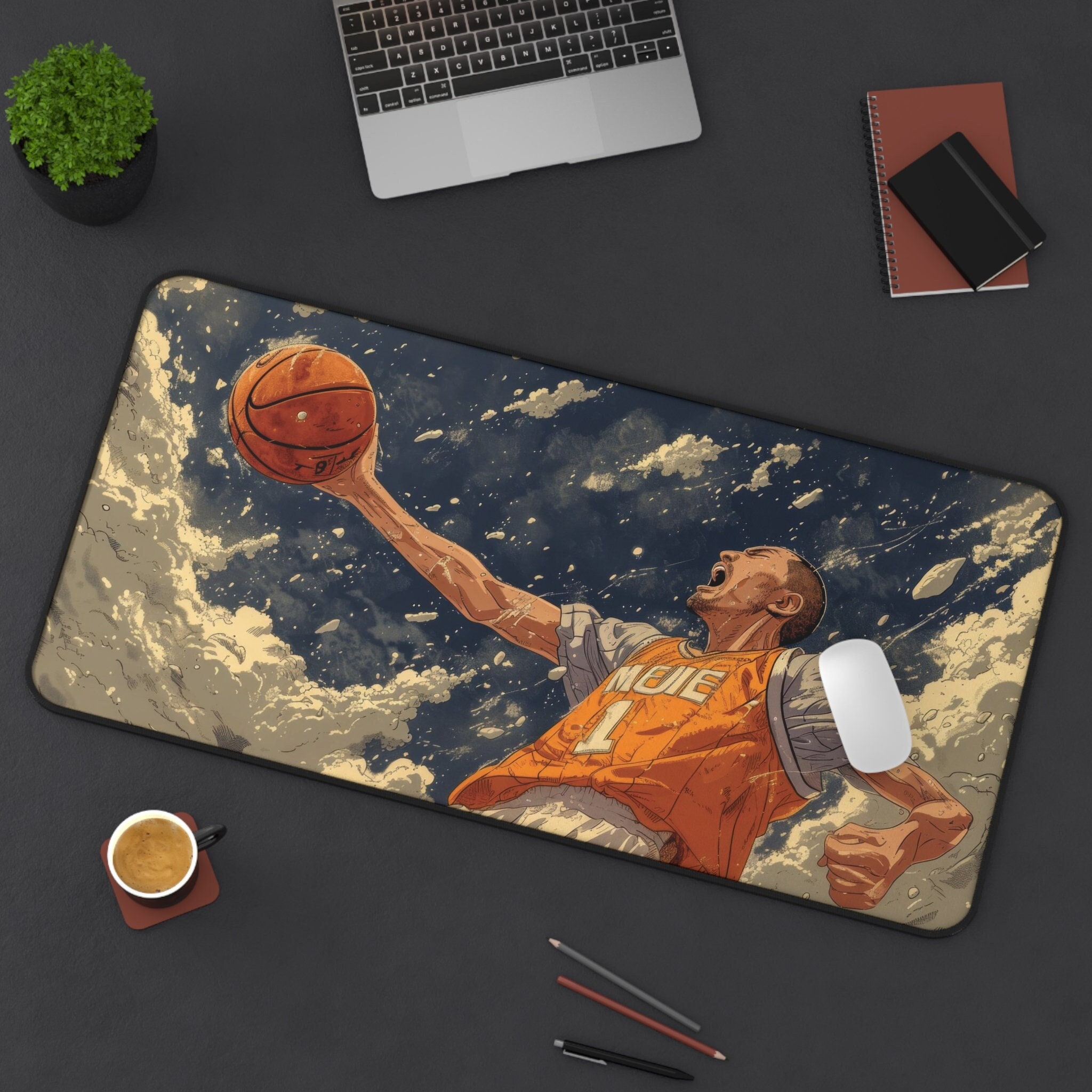 Anime Desk Mat - Epic Basketball Theme, Large Mouse Pad, Aesthetic Mousepad, Deskmat, Stylish Desk Pad, Big, Deskpad