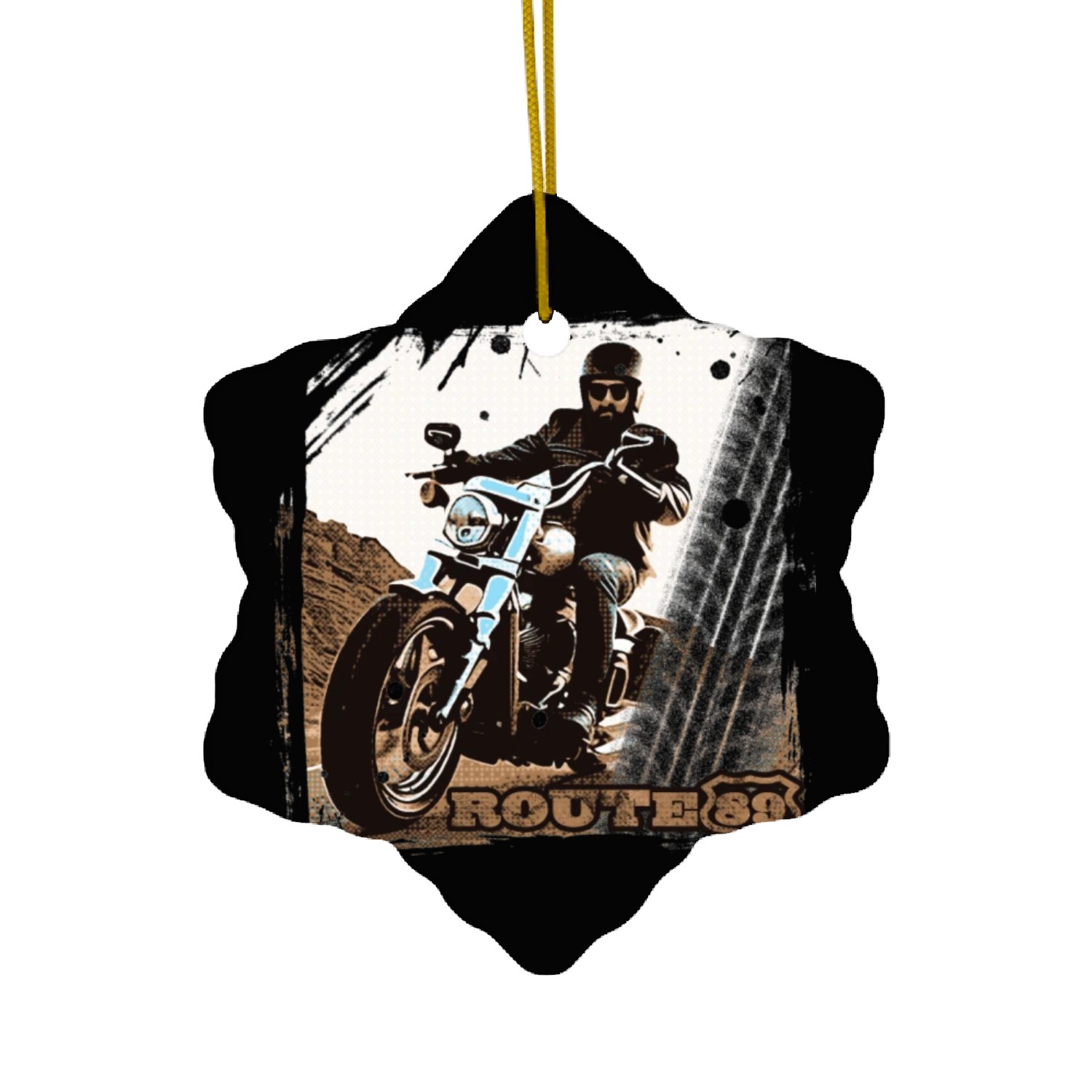 Biker Route 89 Ceramic Ornaments