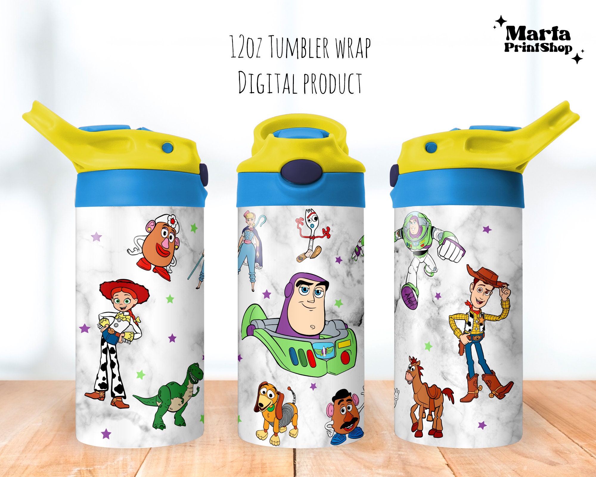 Cartoon Tumbler, Toy World Sippy Cup 12oz, Boy Flip Top Tumbler 12oz