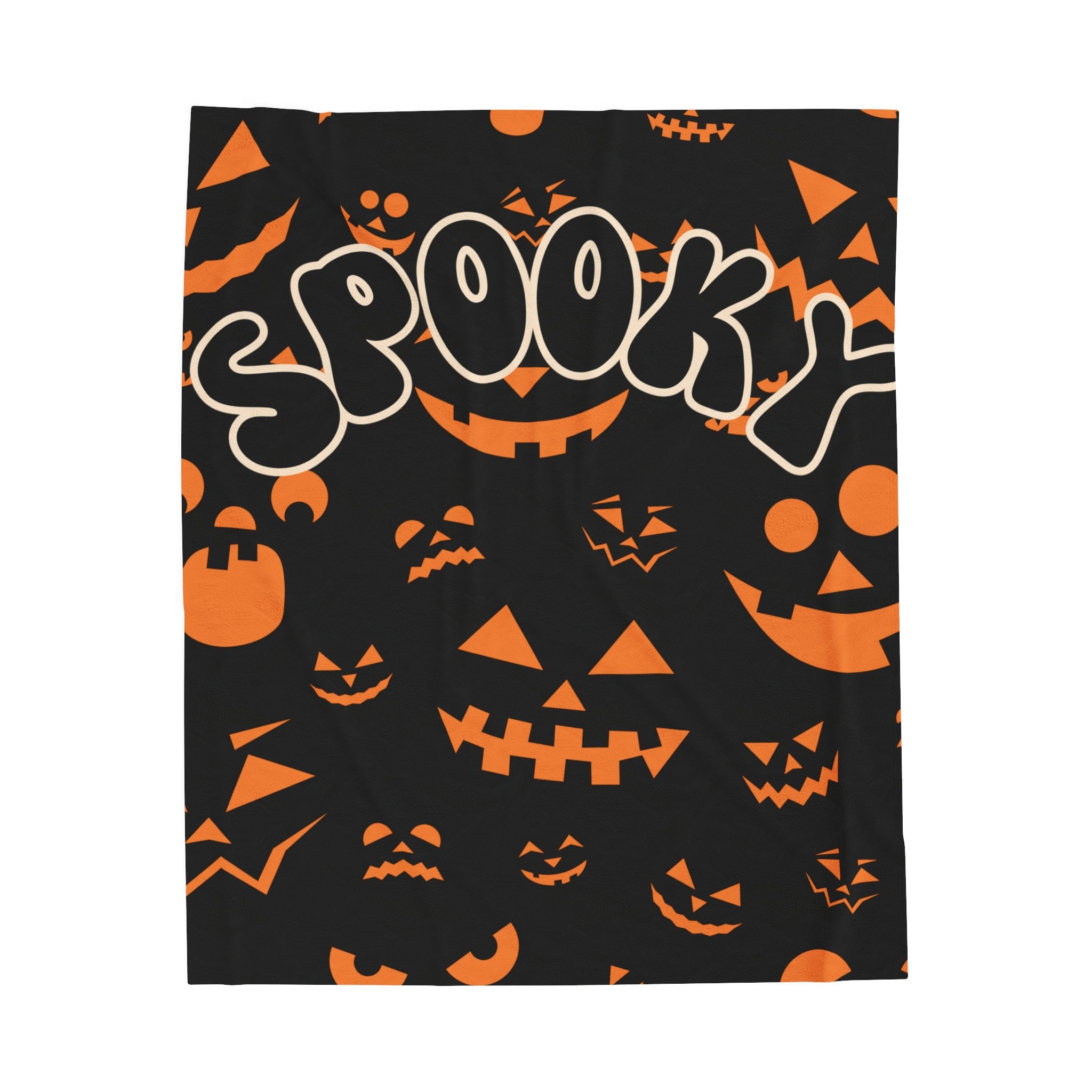 Spooky Pumpkin Halloween Blanket, Spooky Blanket, Black Cat, Retro Halloween Pumpkin Blanket