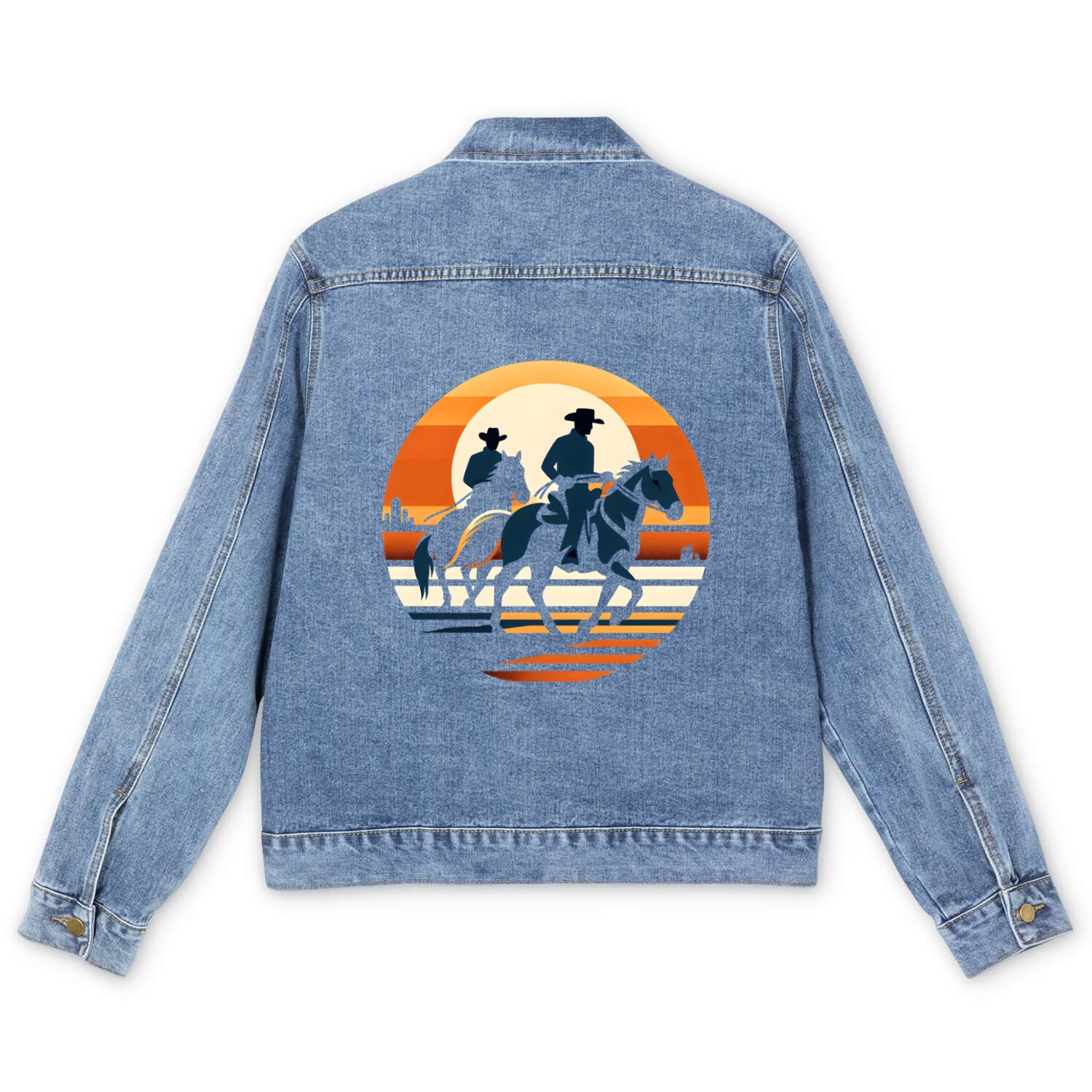 Western Cowboys Silhouette Men's Denim Jackets