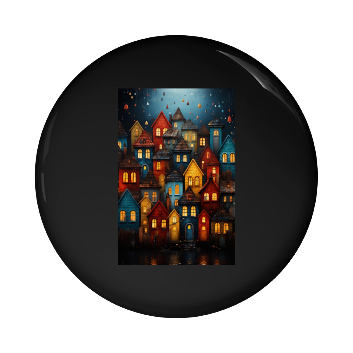 Vibrant Riverside Village Town Houses Pin Buttons