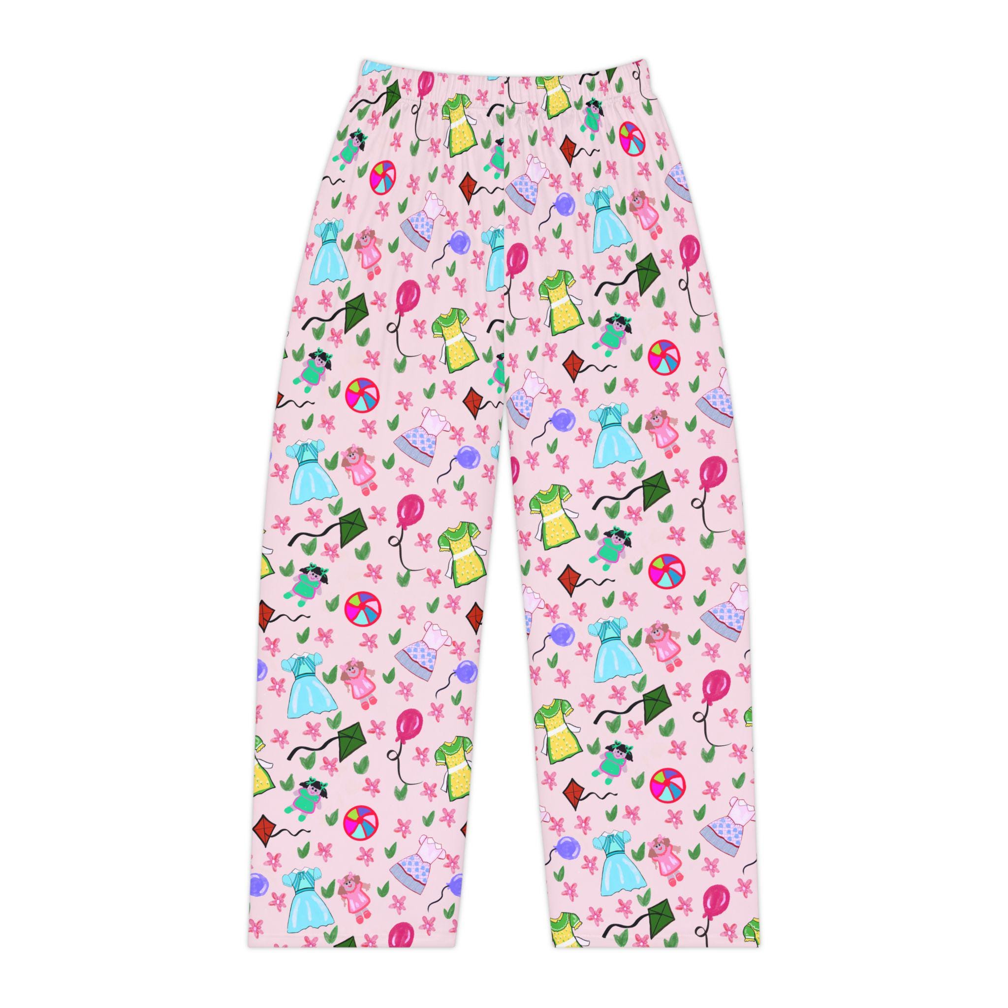 Women's Pajama Pants: Vintage Dresses & Toys Print, Comfy Loungewear