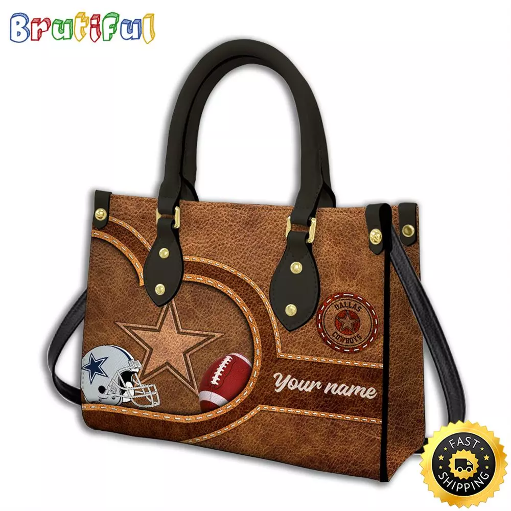 Personalized Dallass Team Cowboyss Uniform Football Bag, Leather Handbag
