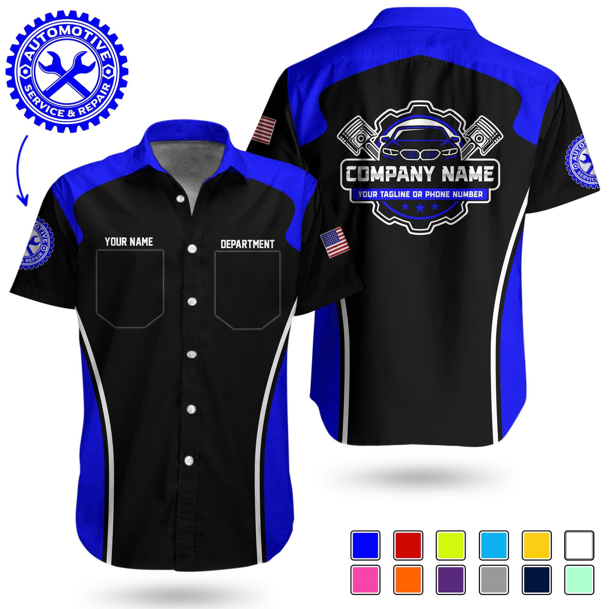 Custom Mechanic Work Shirt: Personalized Auto Repair Uniform, Mechanic Sleeve Tag Detail