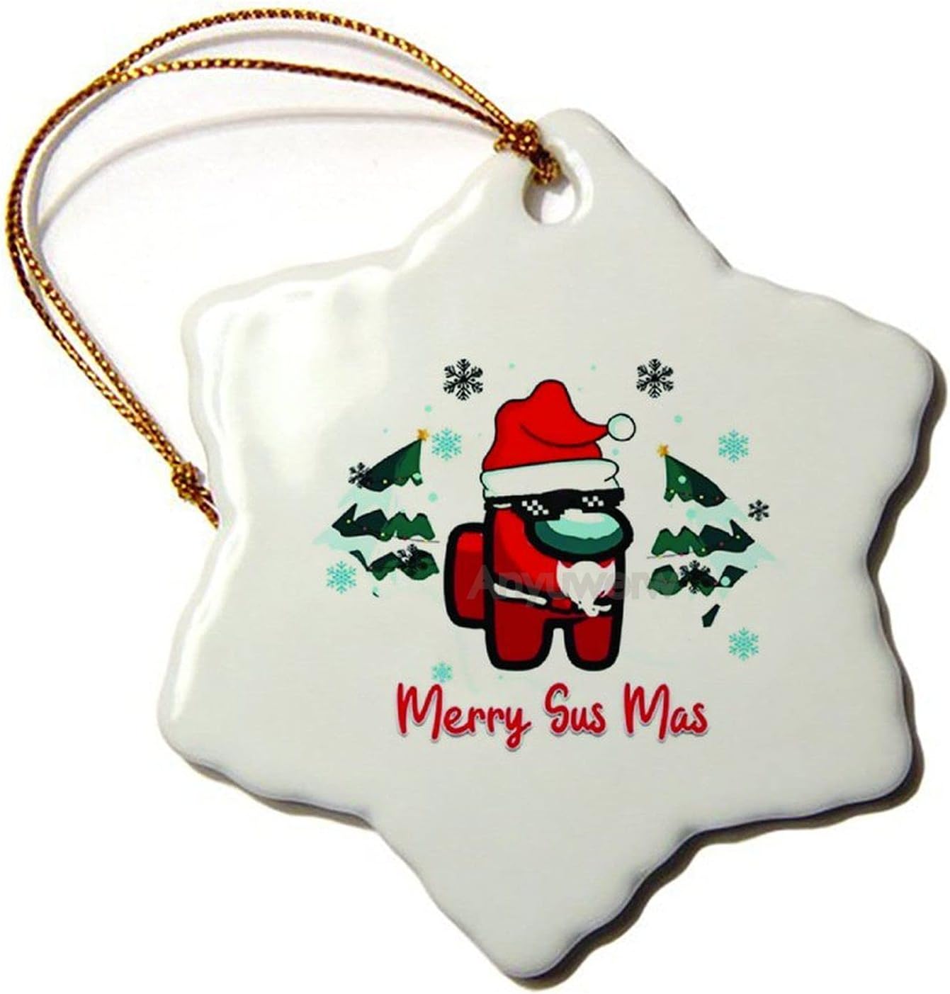 Merry Sus Mas Santa Claus Christmas Among Xmas Us Gaming Lovers Holiday Season s Ornaments Decoration Snowflake Ceramic Christmas Ornaments Gifts for Christmas Holiday
