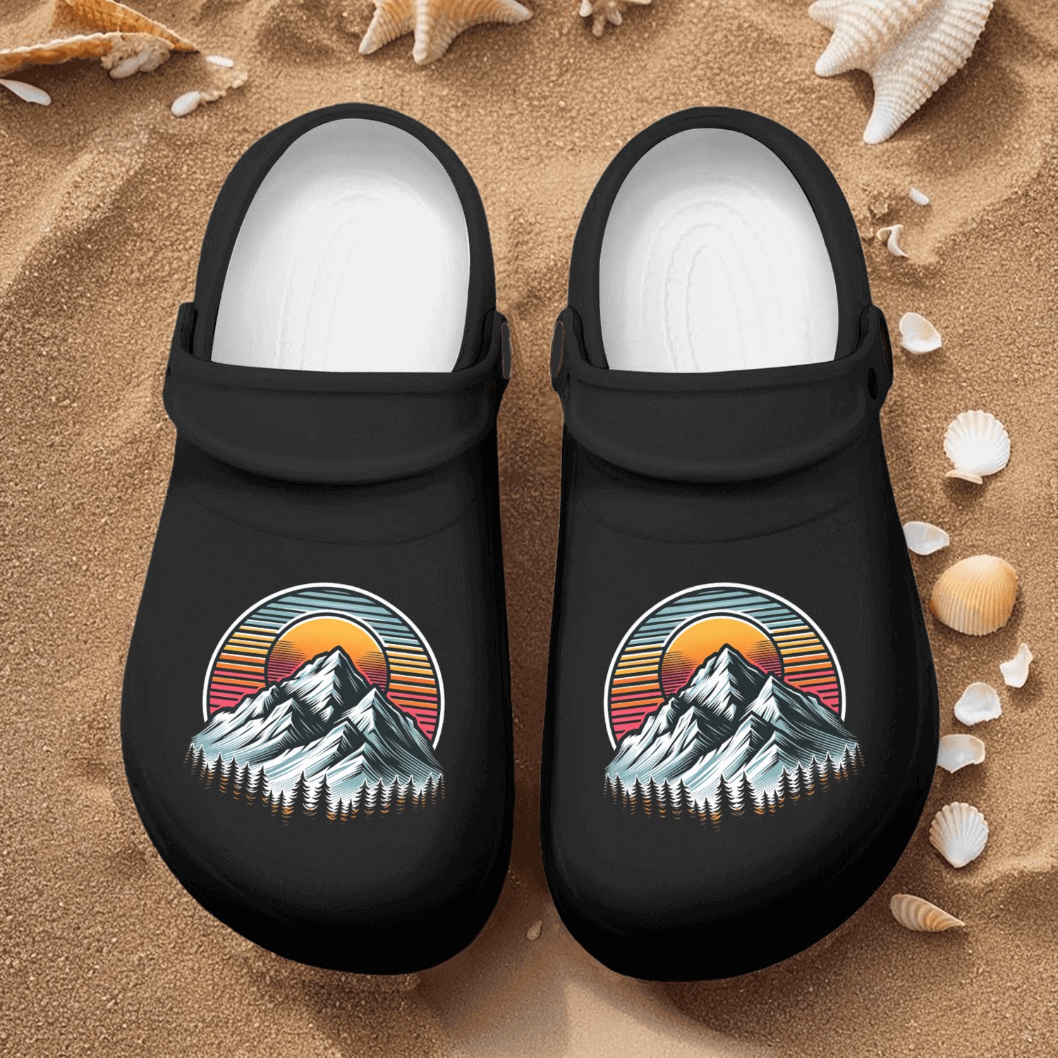 Camping Golden Sunset Mountain Dream Adventure Nurse Clogs