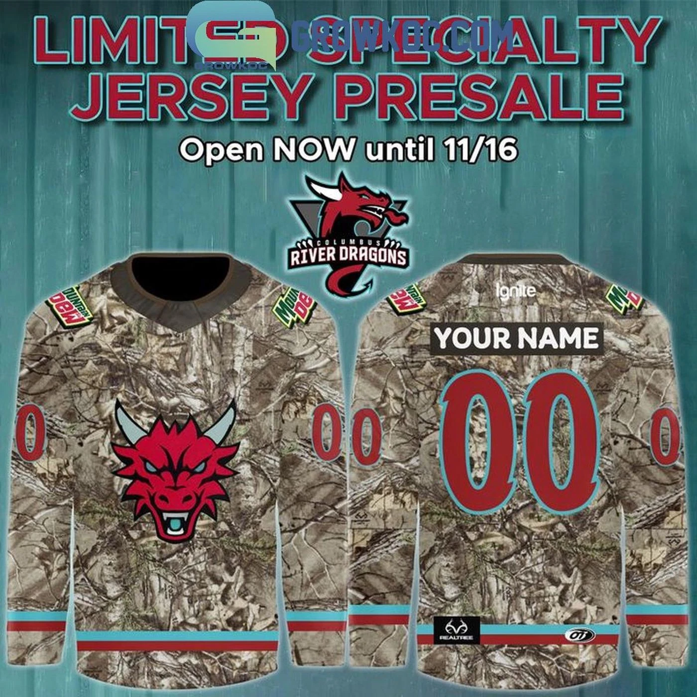 Custom Columbus River Dragons Outdoors Night 2025 Hockey Shirt Men's Fan Gear