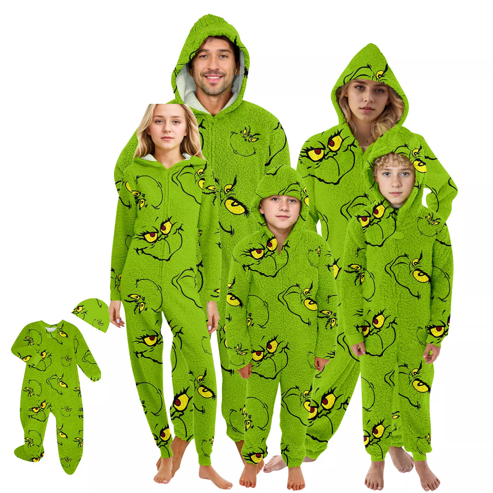 Funny Character Hooded Jumpsuit | Christmas Pajama Outfits | Family Matching Pajamas