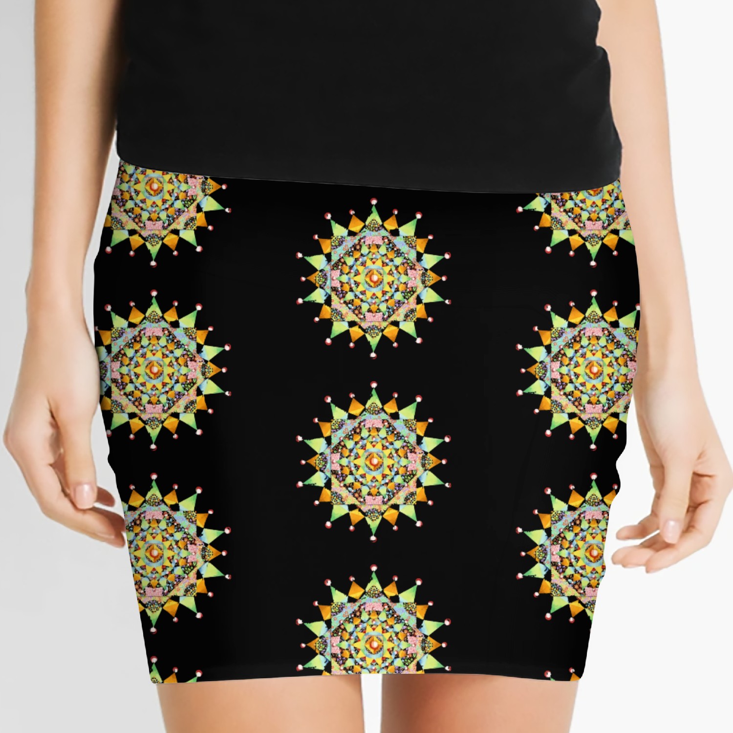 Patchwork Filigree Mandala Women's Mini Skirts
