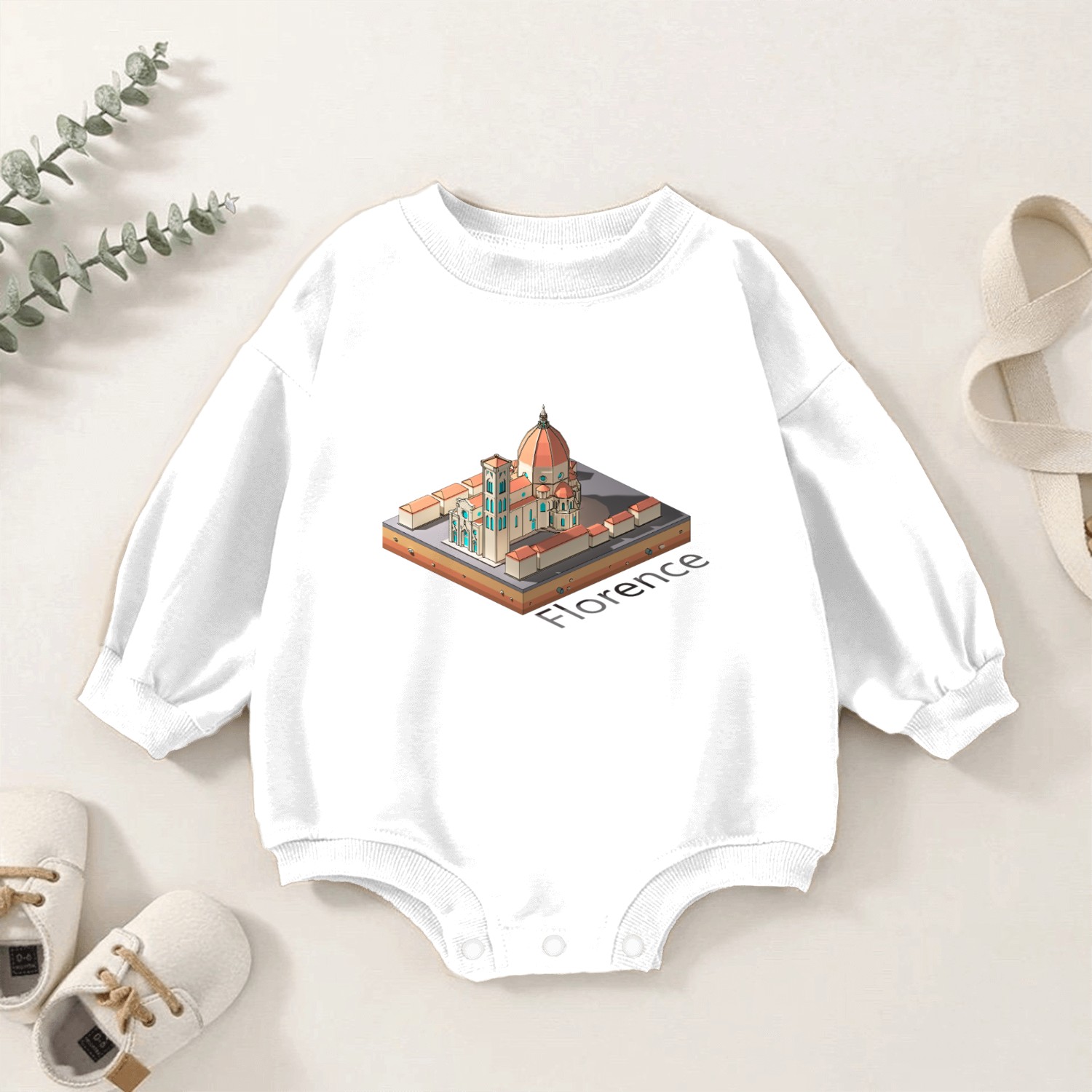 Geometric low poly Florence Cathedral Baby Romper Sweatshirts