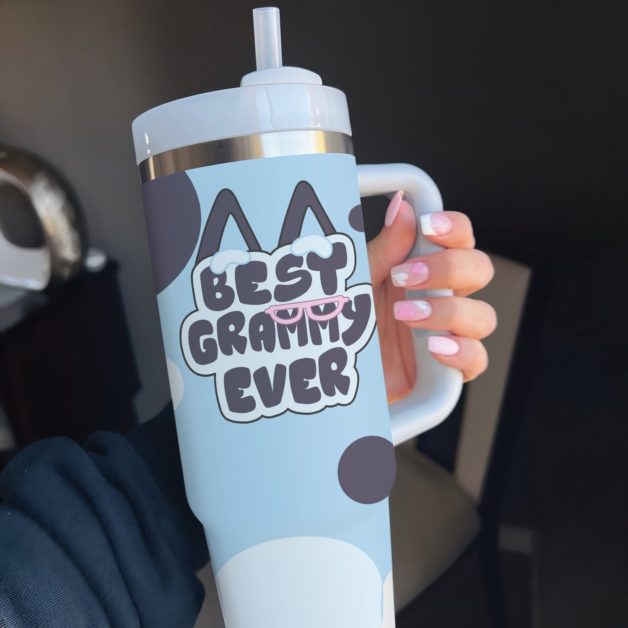 Best Nana Ever Tumbler 40oz, Blue Best Grammy Tumbler