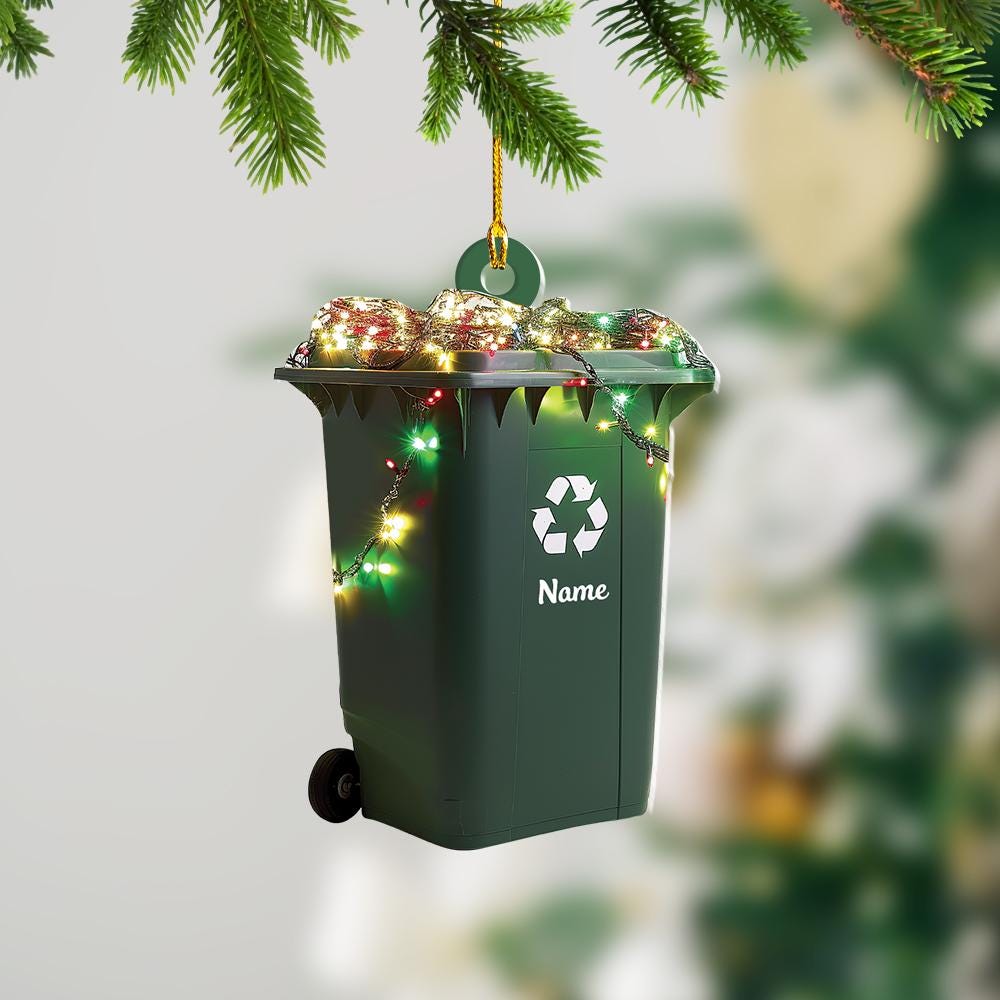 Personalized Recycling Bin Ornament, Trash Can Christmas Ornament, Garbage Can Ornament, Sanitation Worker
